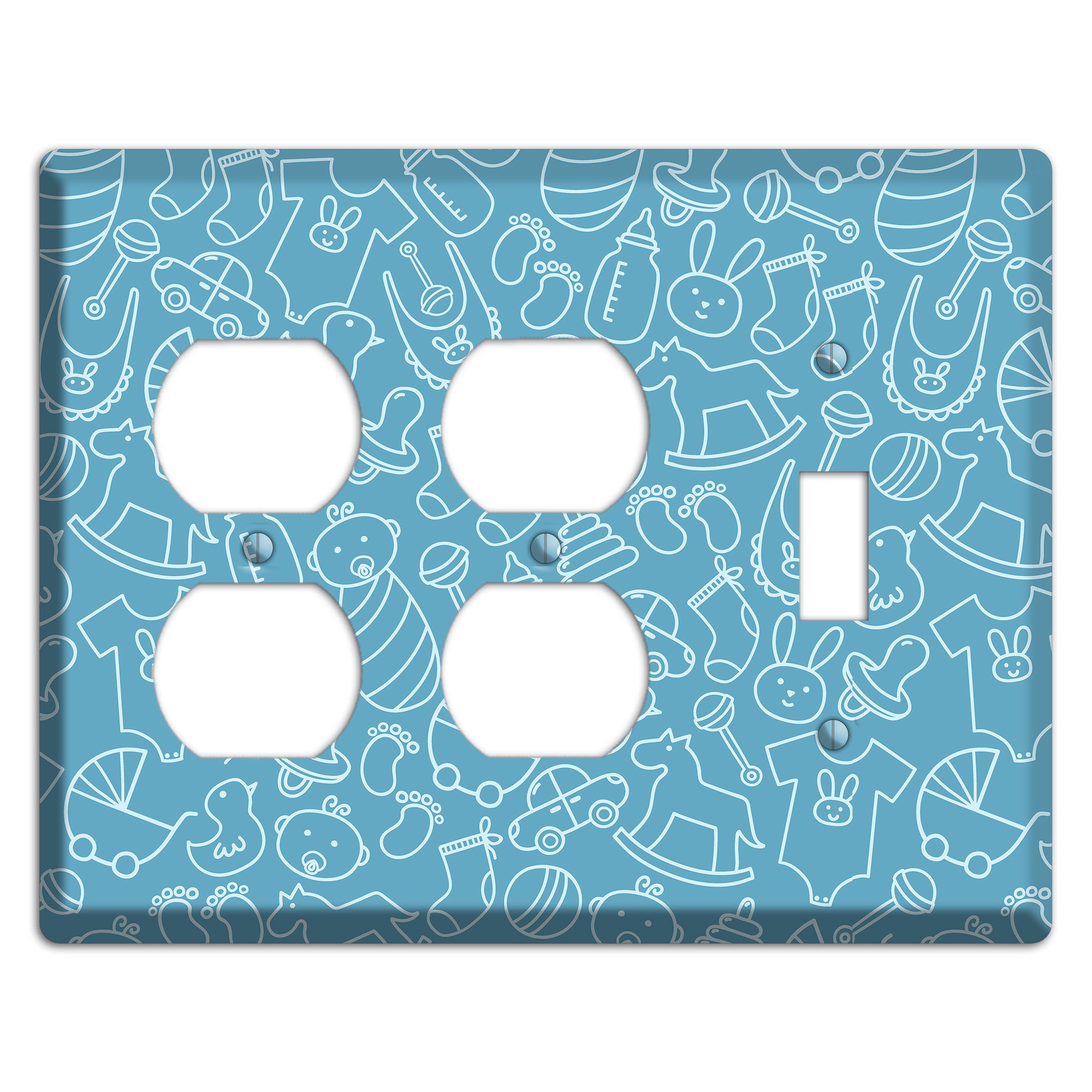 Line Art Baby Blue 2 Duplex / Toggle Wallplate