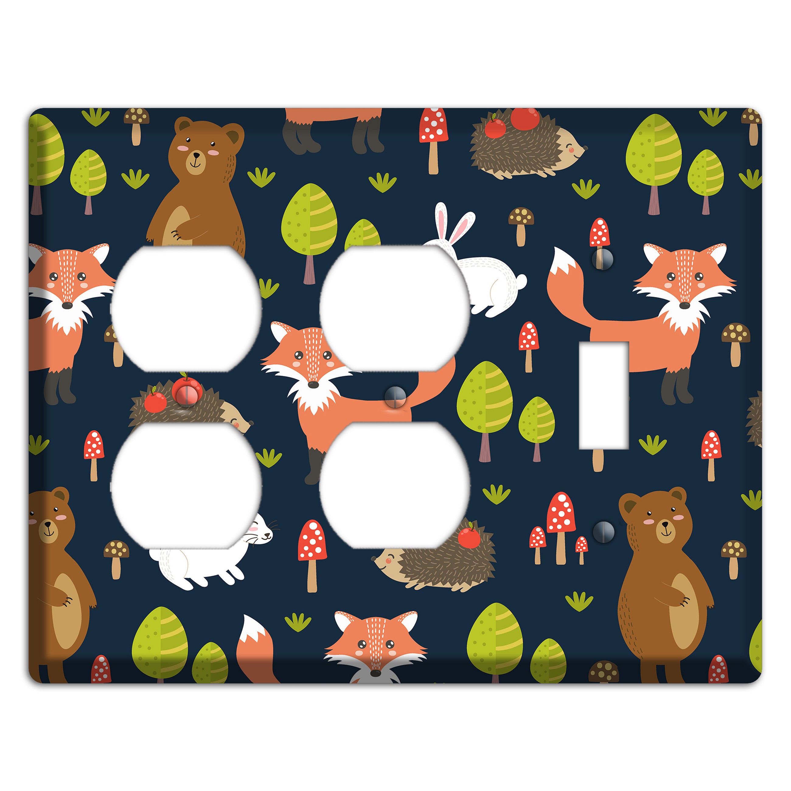 Forest Critters (Navy) 2 Duplex / Toggle Wallplate
