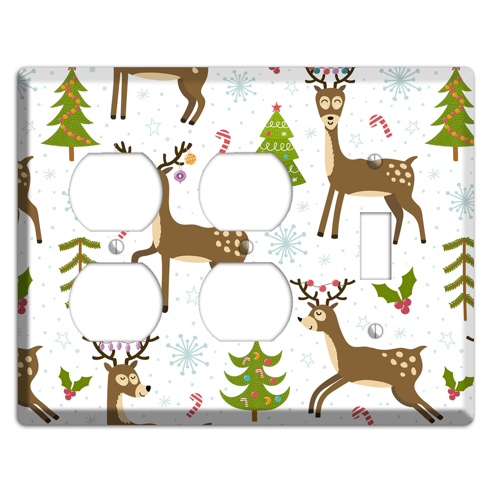 Reindeer Parade (White) 2 Duplex / Toggle Wallplate