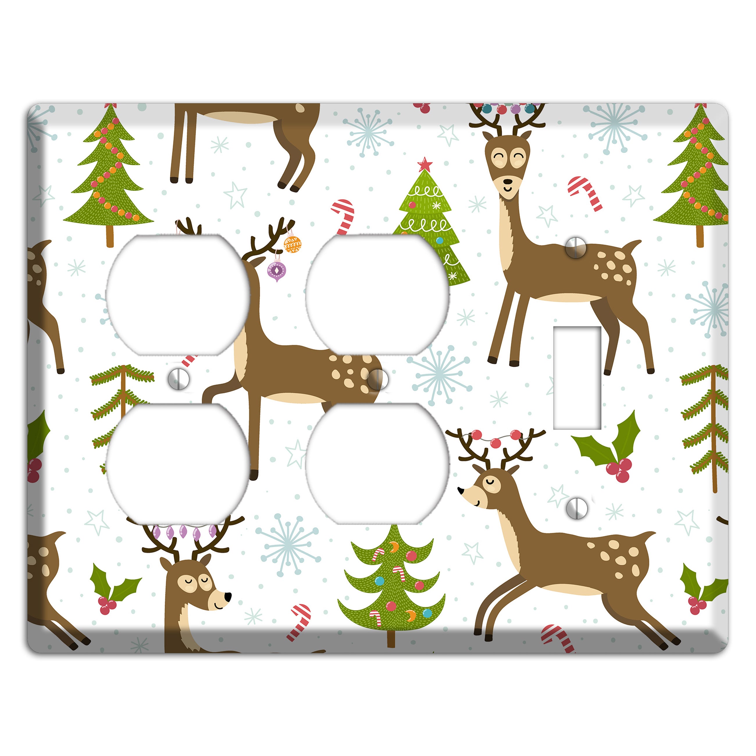 Reindeer Parade (White) 2 Duplex / Toggle Wallplate