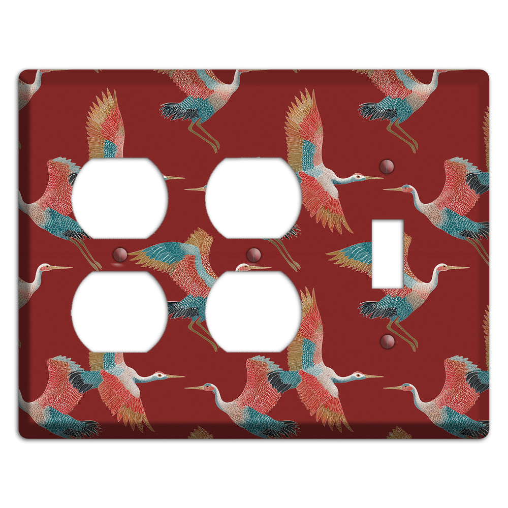 Crimson Heron Dance 2 Duplex / Toggle Wallplate