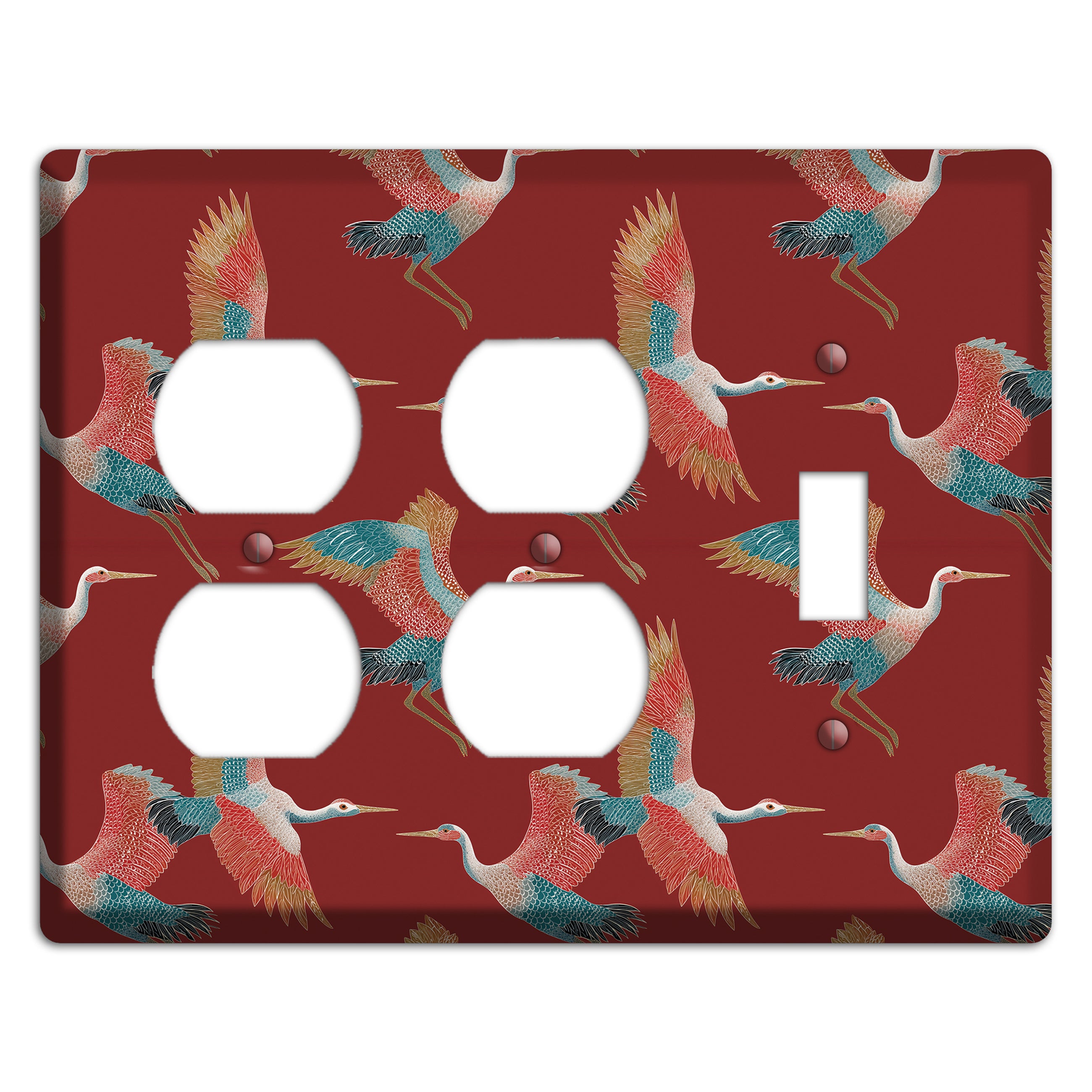 Crimson Heron Dance 2 Duplex / Toggle Wallplate