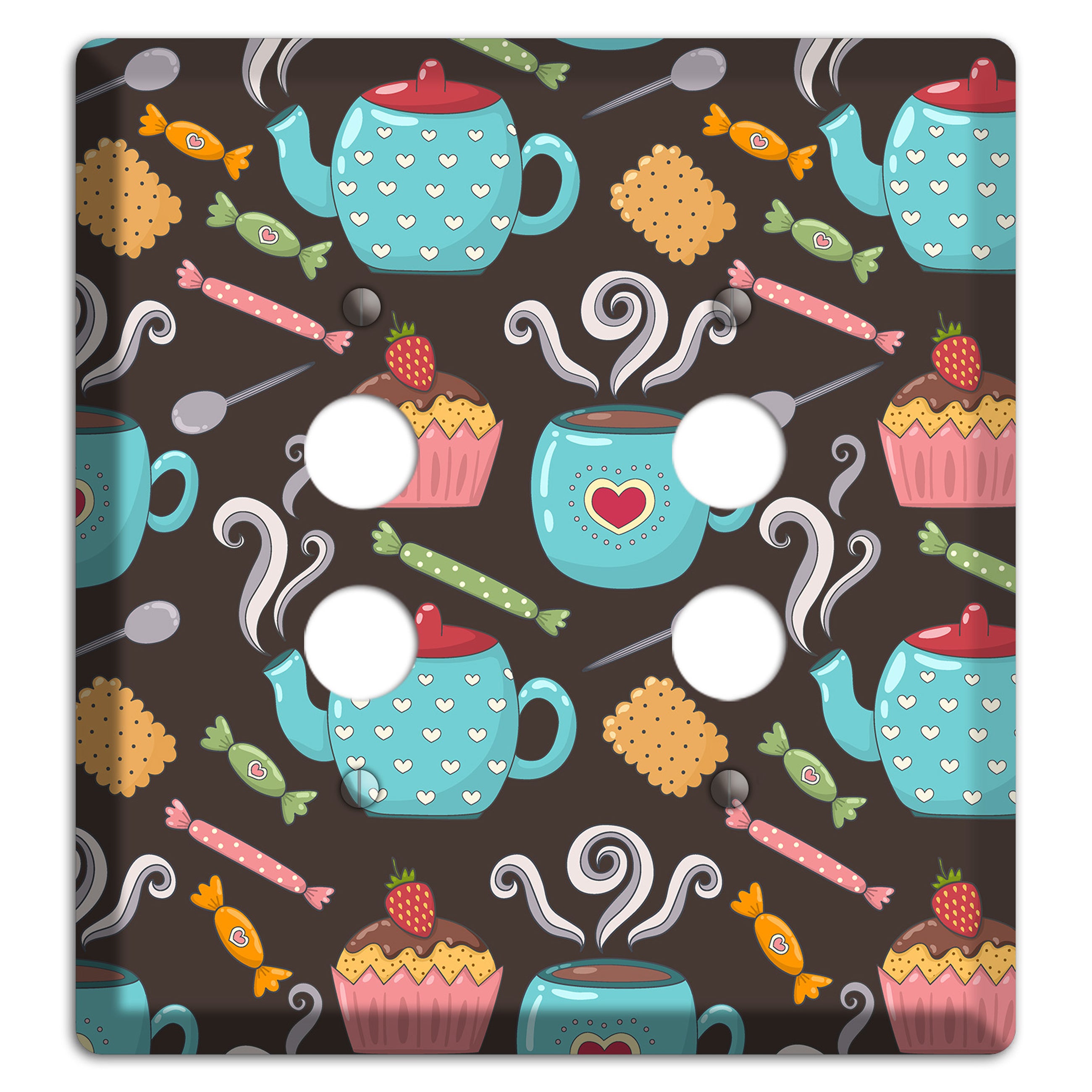 Sweet Tea Party (Brown) 2 Pushbutton Wallplate