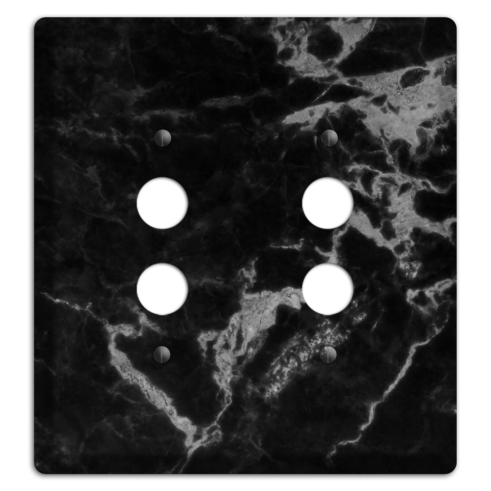 Black and Silver Marble 2 Pushbutton Wallplate