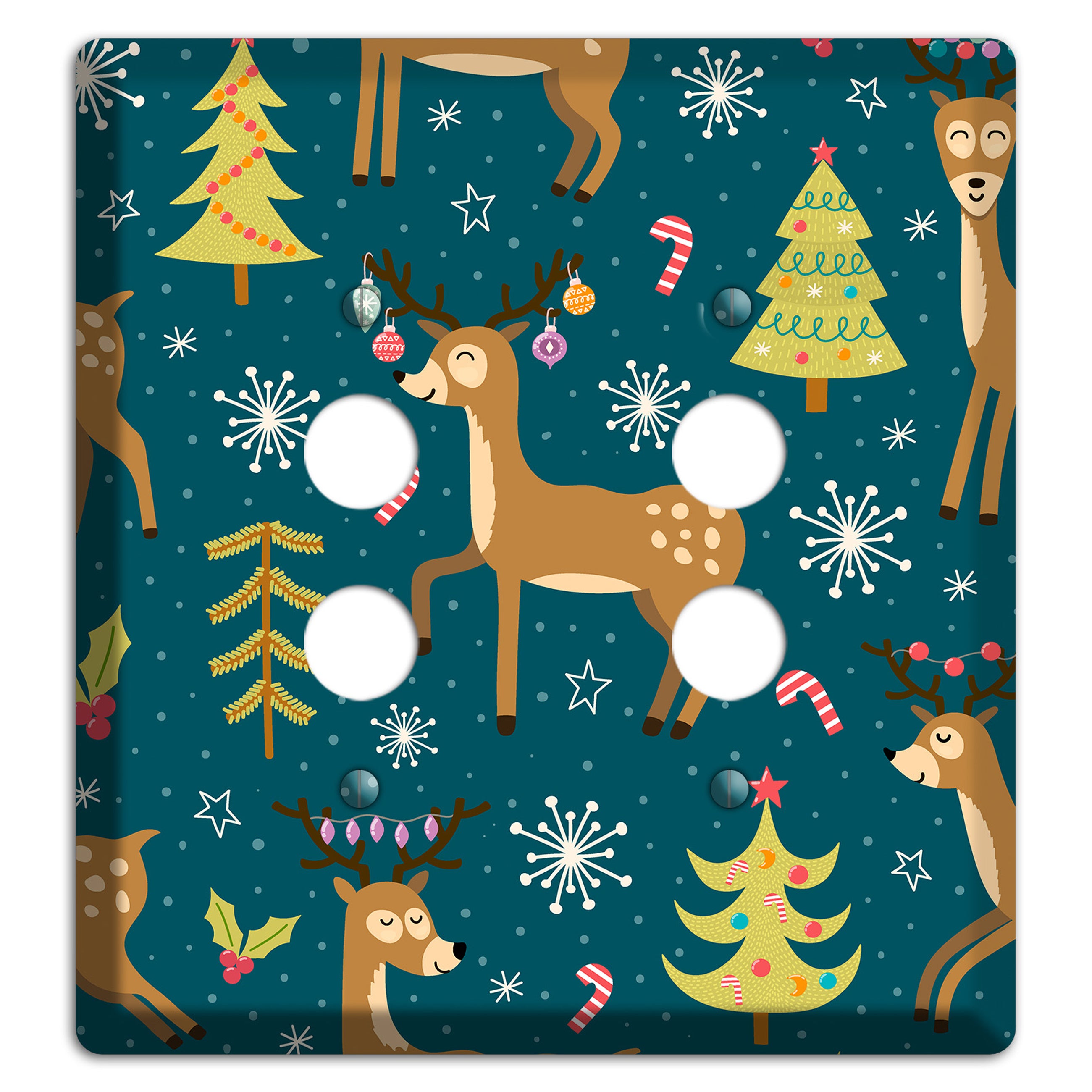 Reindeer Parade (Teal) 2 Pushbutton Wallplate