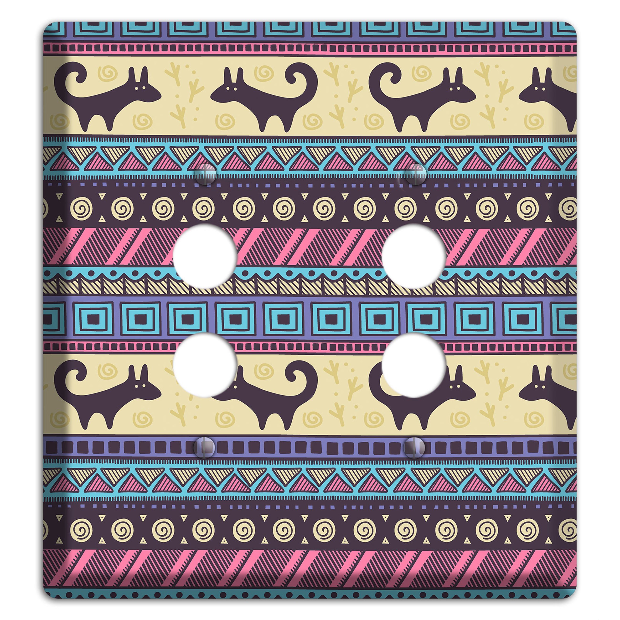 Folk Fox Stripes 2 Pushbutton Wallplate