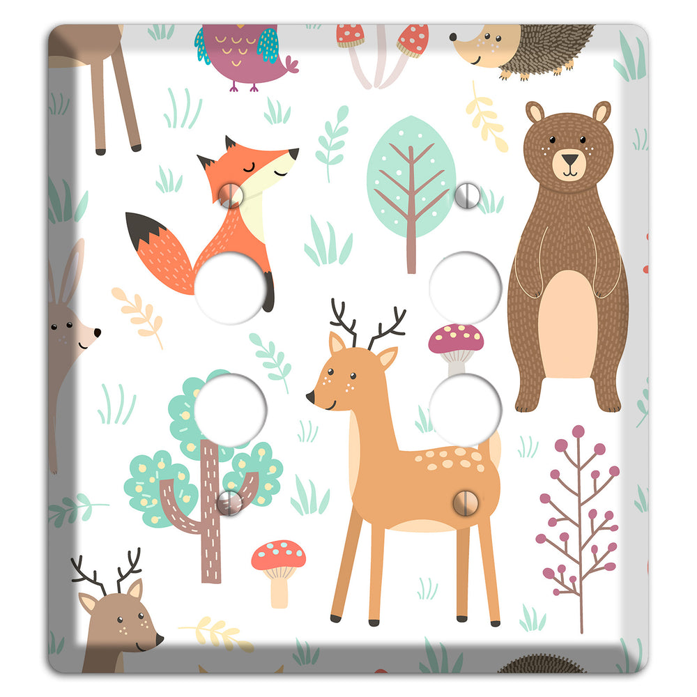 Woodland Friends (White) 2 Pushbutton Wallplate