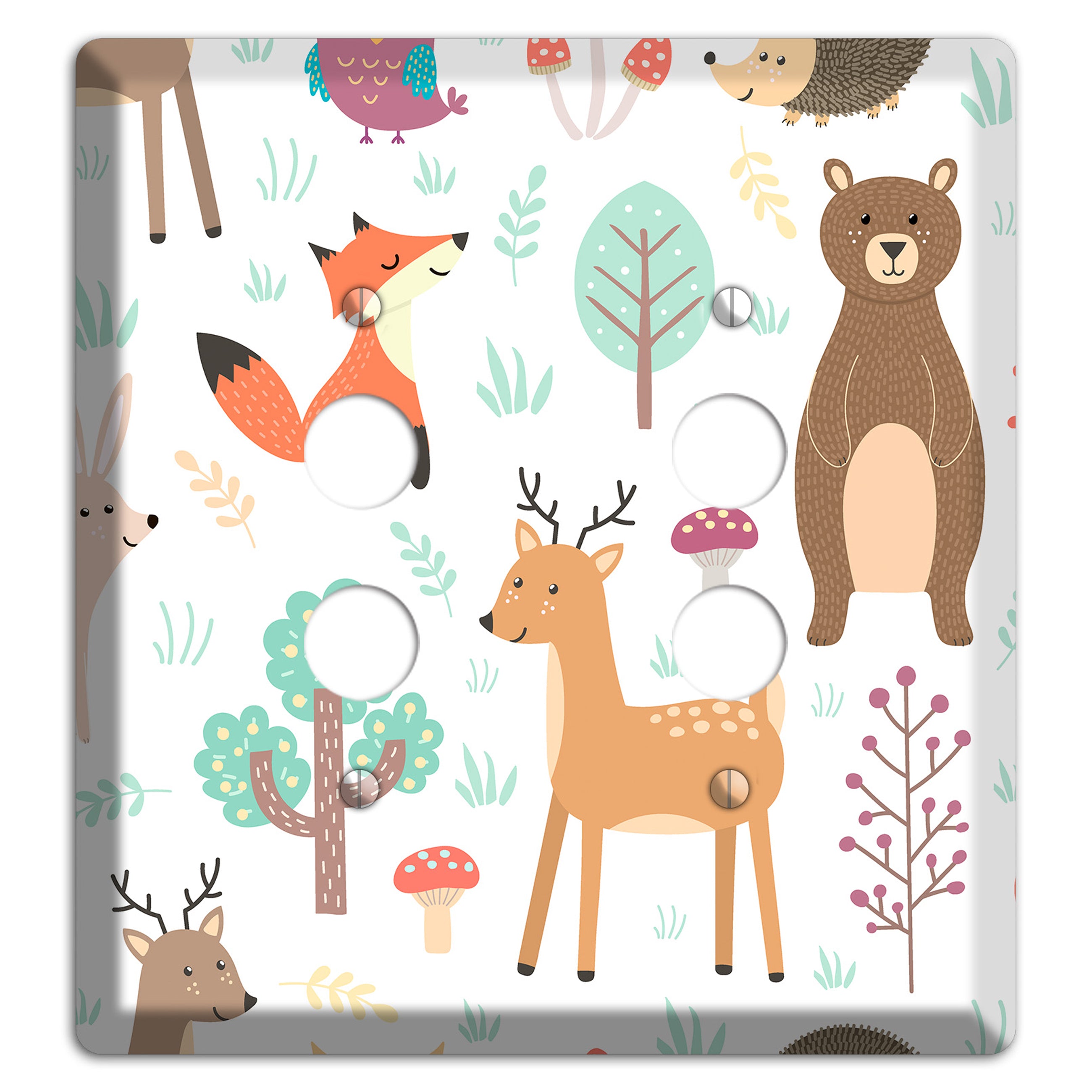 Woodland Friends (White) 2 Pushbutton Wallplate