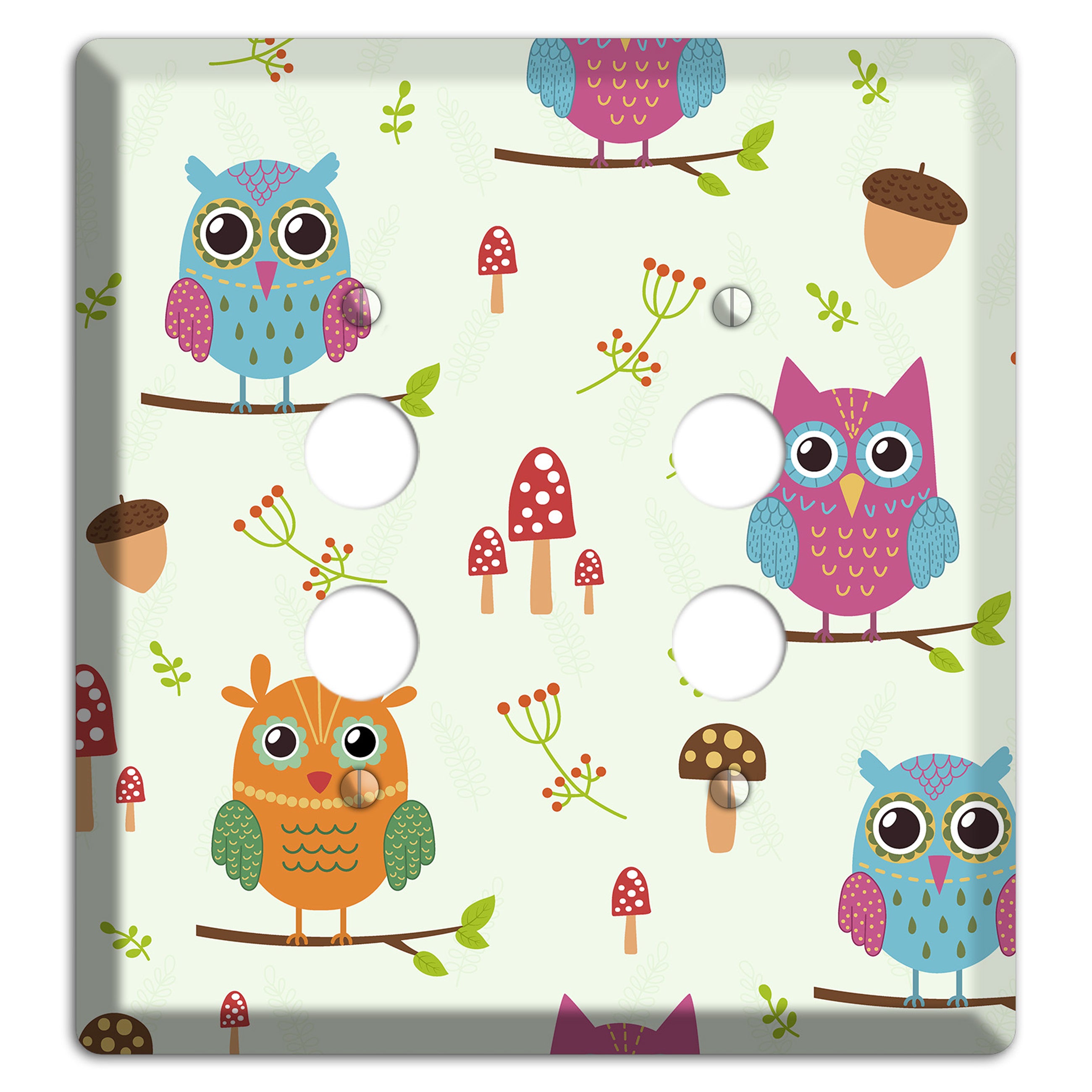 Forest Owls (Mint) 2 Pushbutton Wallplate