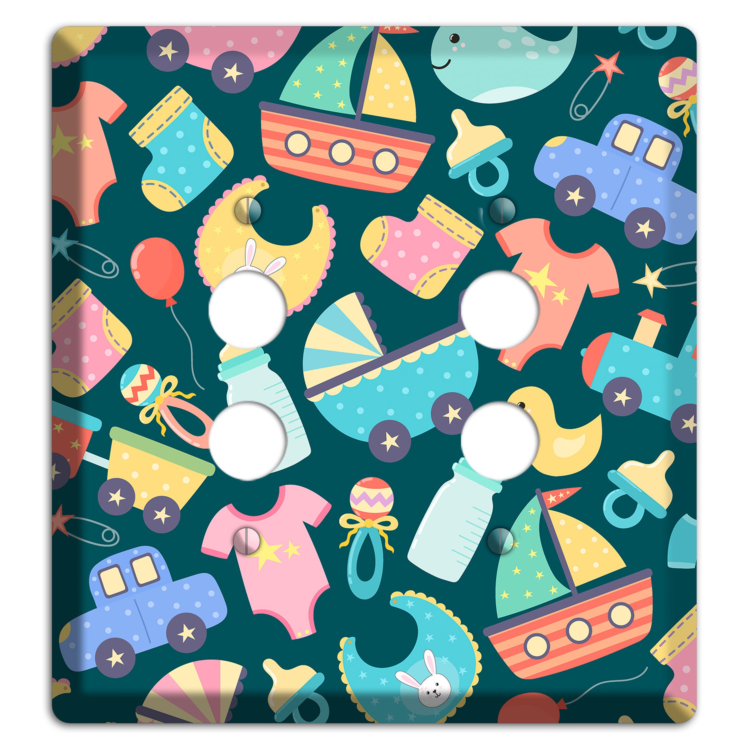 Baby Parade (Teal) 2 Pushbutton Wallplate