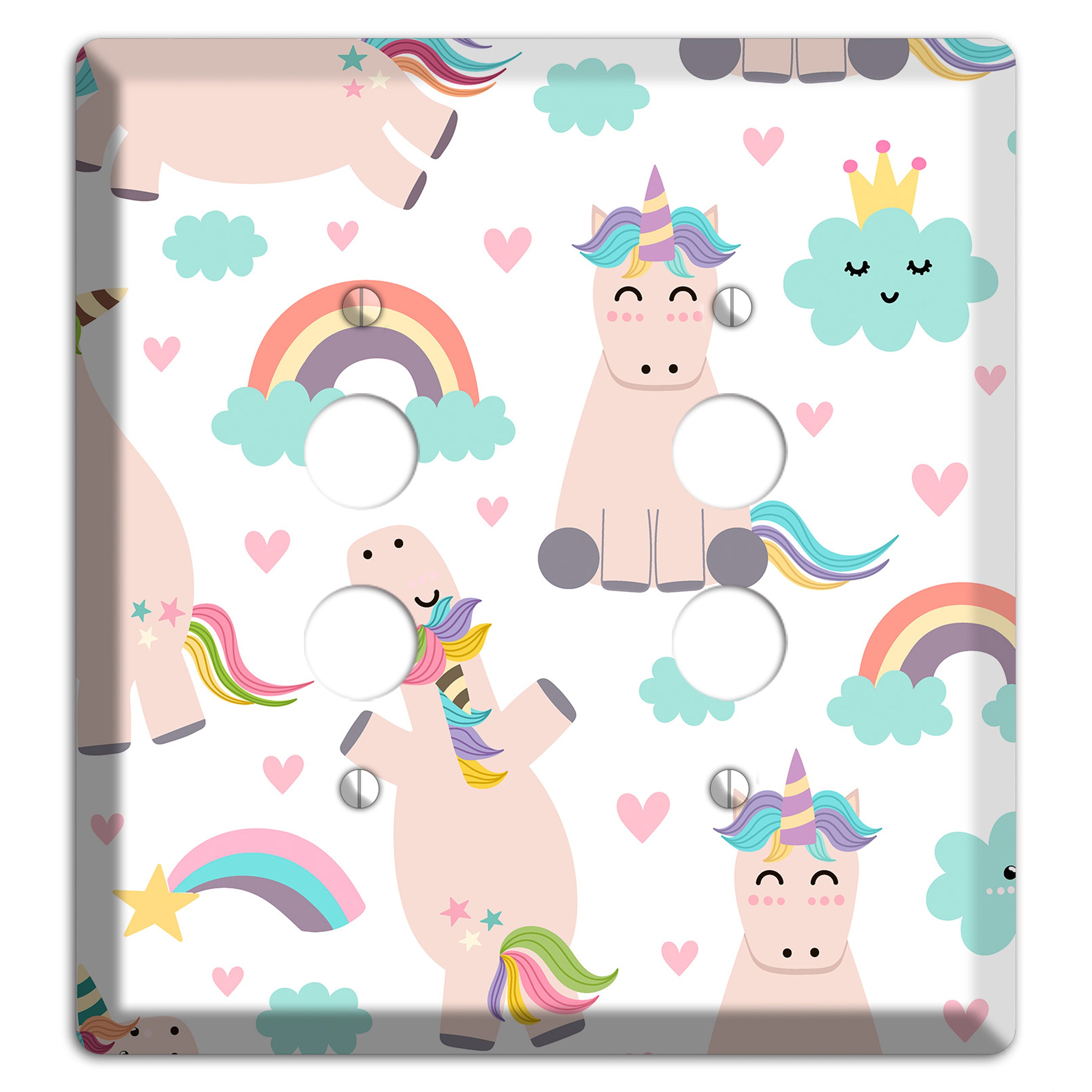 Rainbow Cloud Herd 2 Pushbutton Wallplate