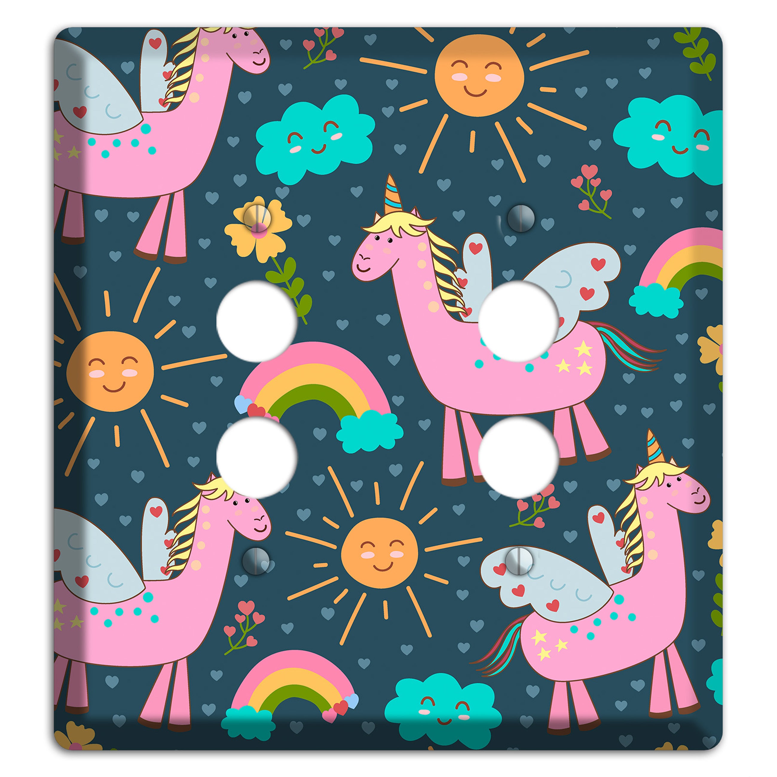 Magic Meadow (Navy) 2 Pushbutton Wallplate