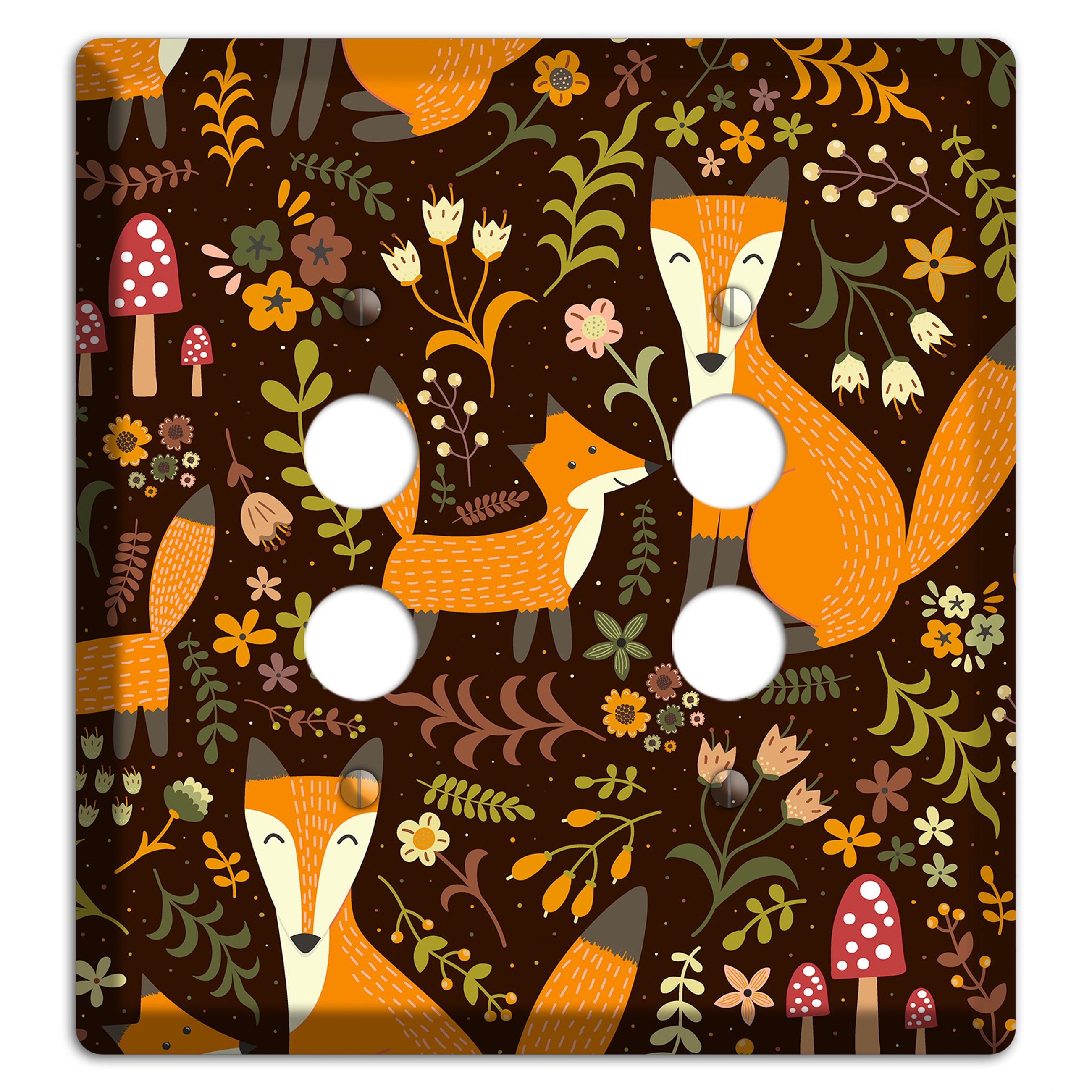 Fox Garden (Chocolate) 2 Pushbutton Wallplate