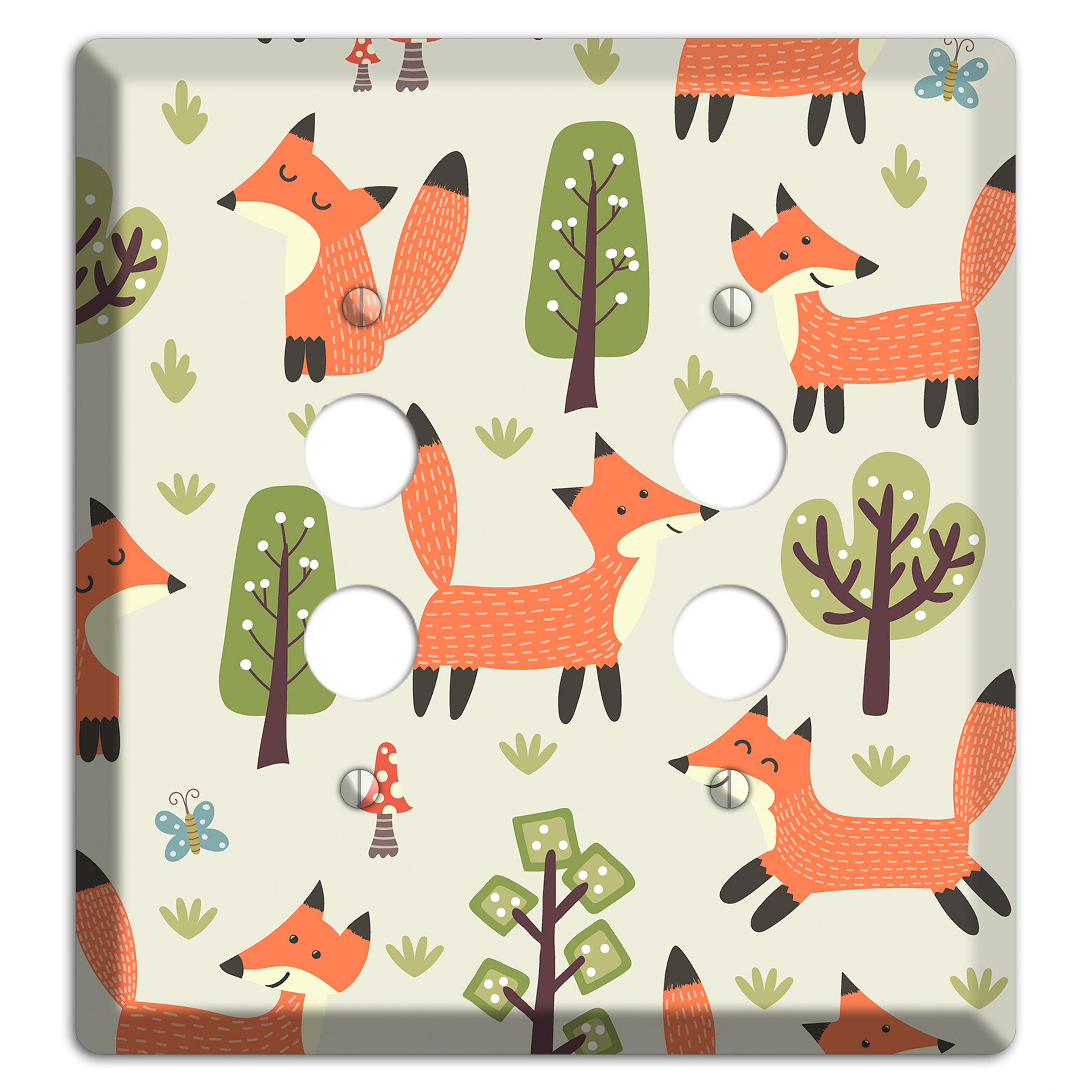 Fox & Forest (Olive) 2 Pushbutton Wallplate