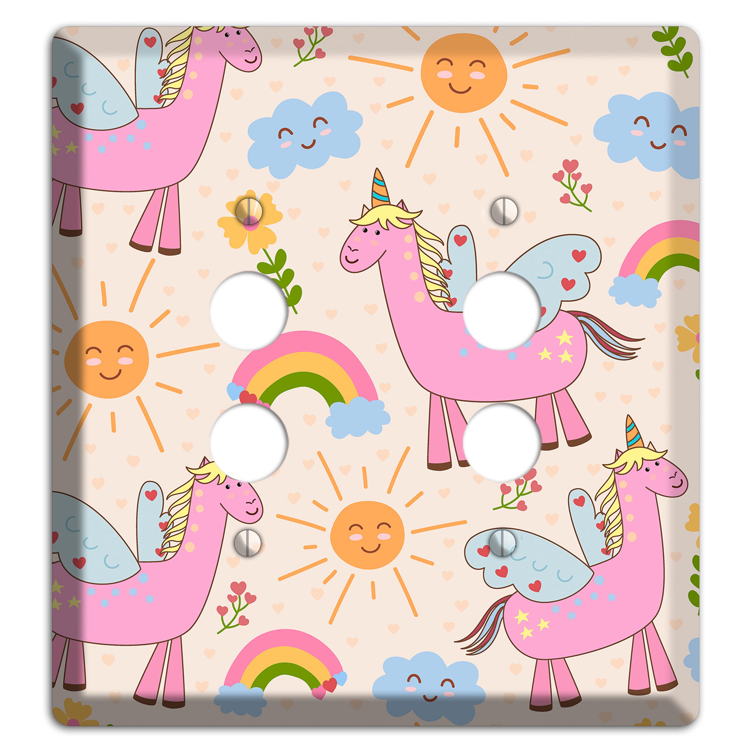 Magic Meadow (Peach) 2 Pushbutton Wallplate