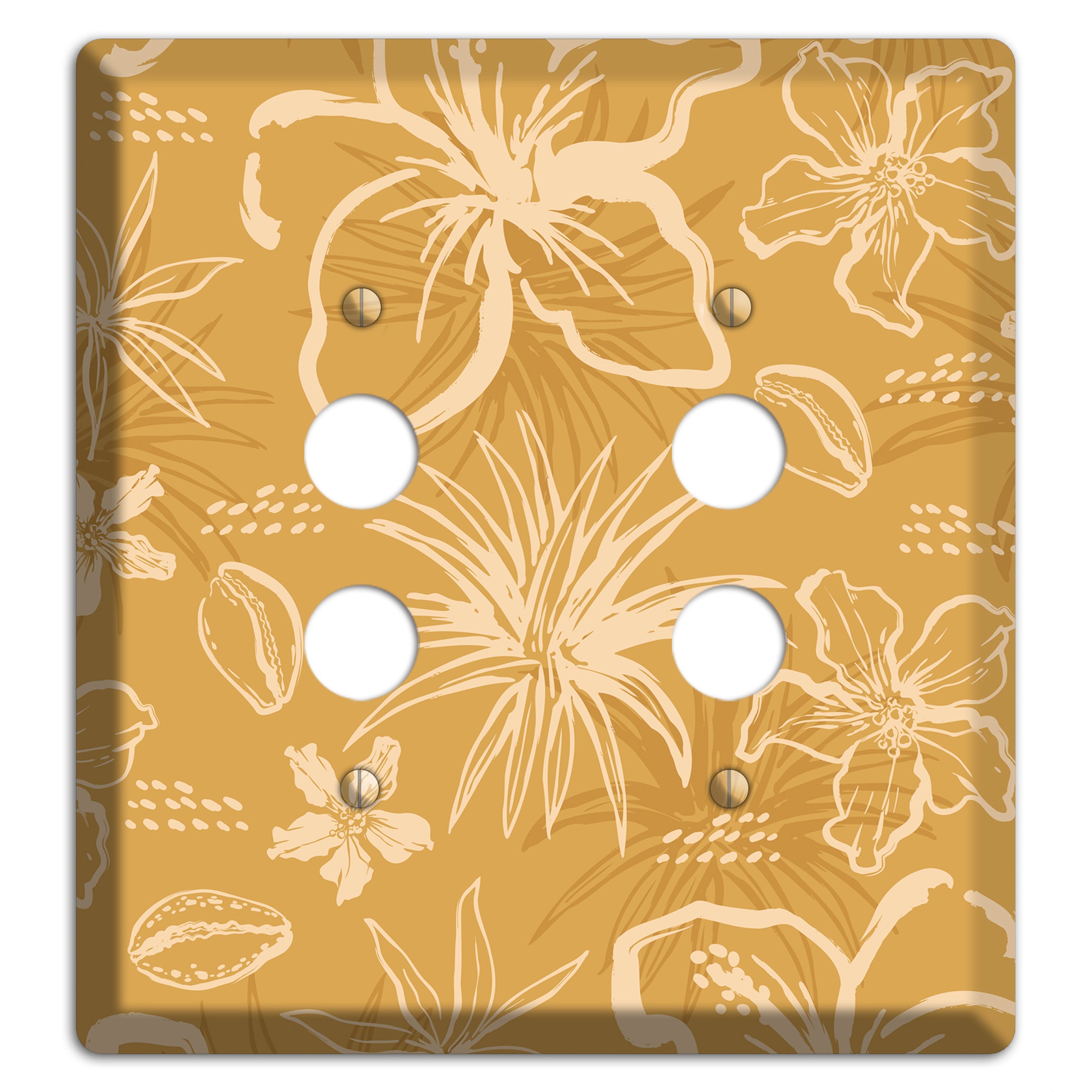 Golden Hibiscus Drift 2 Pushbutton Wallplate