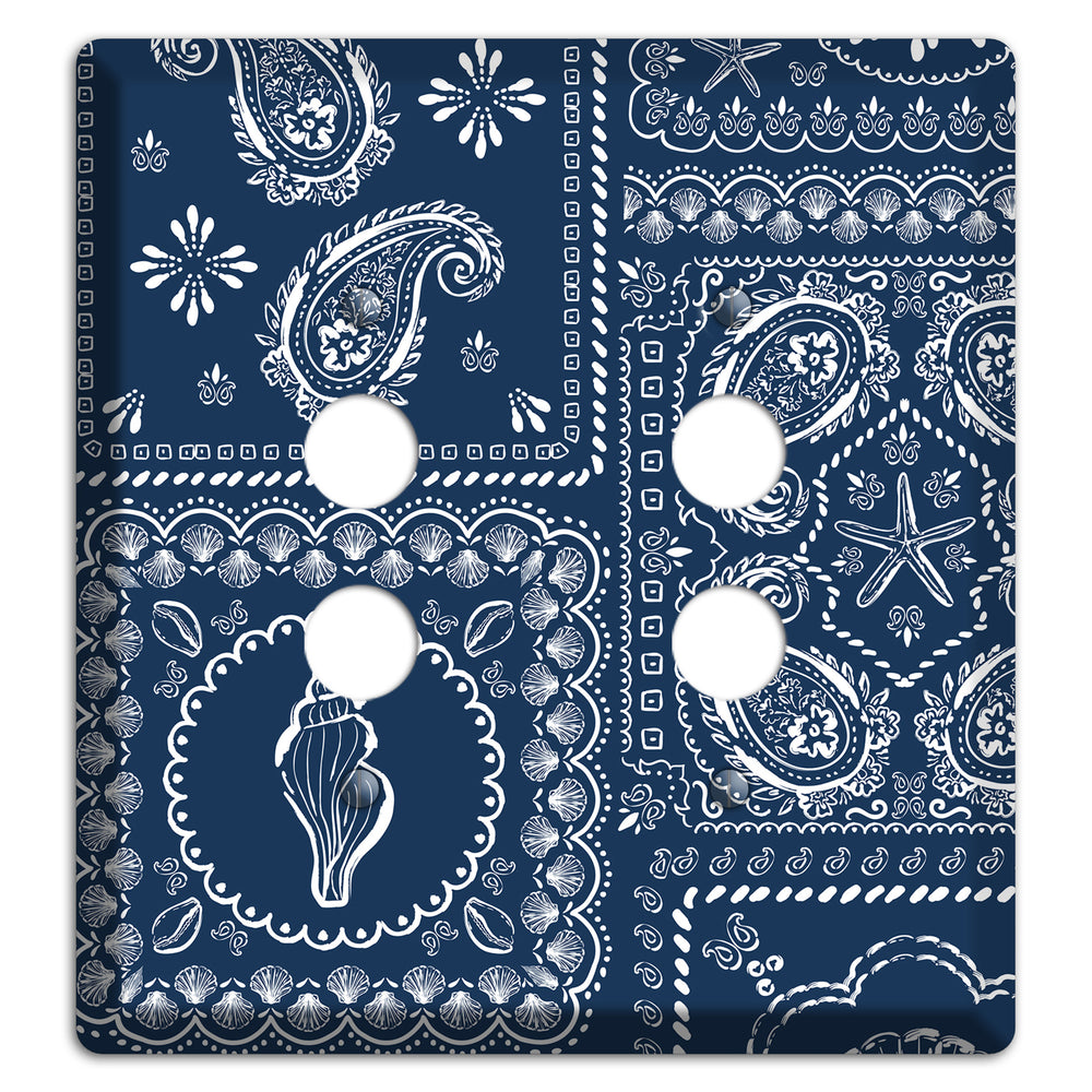 Navy Paisley Patchwork 2 Pushbutton Wallplate