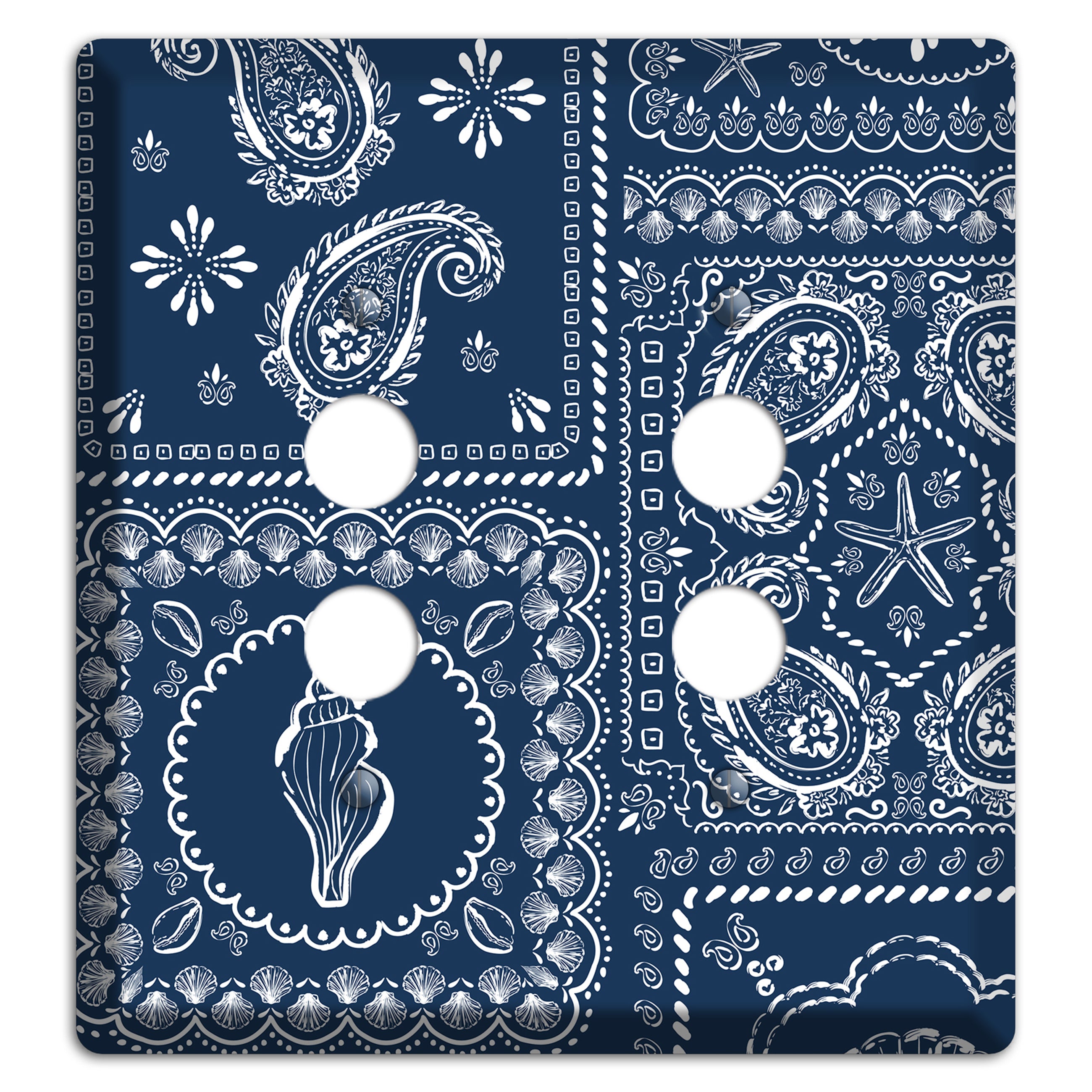 Navy Paisley Patchwork 2 Pushbutton Wallplate
