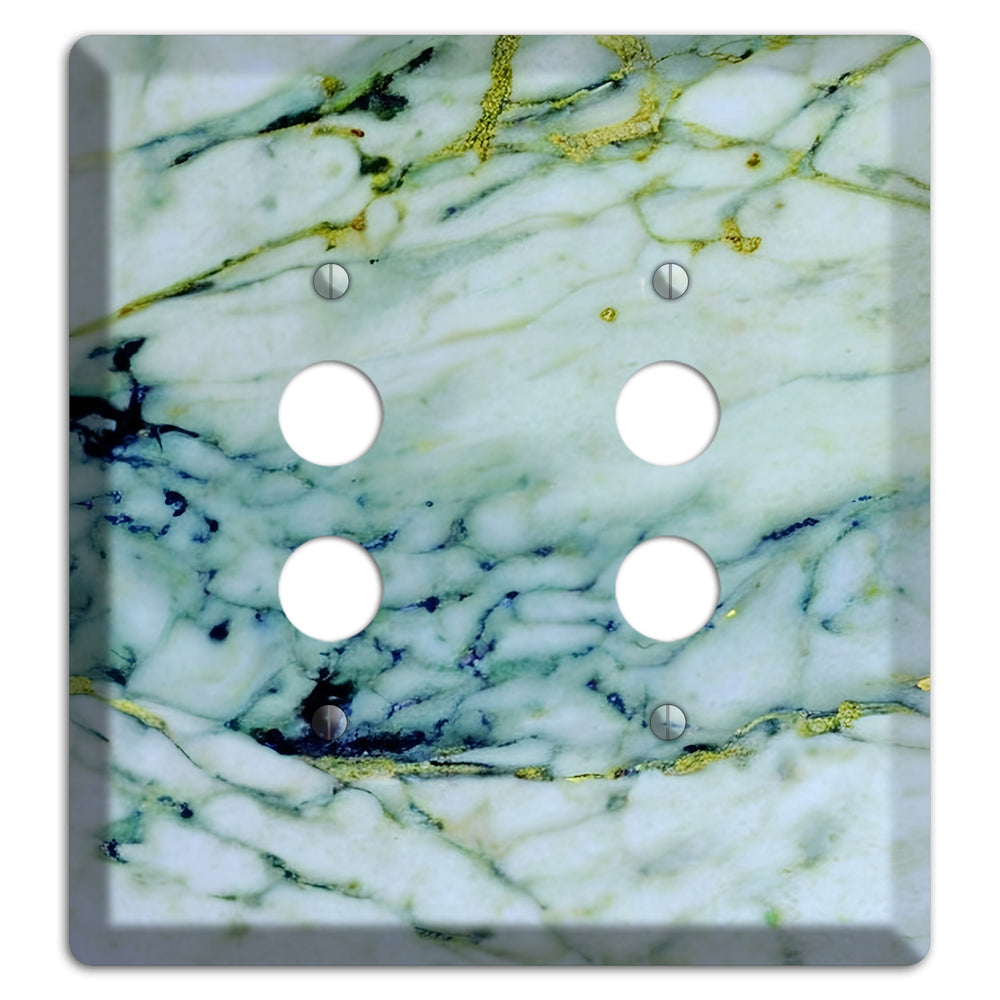 White, Green and Blue Marble 2 Pushbutton Wallplate