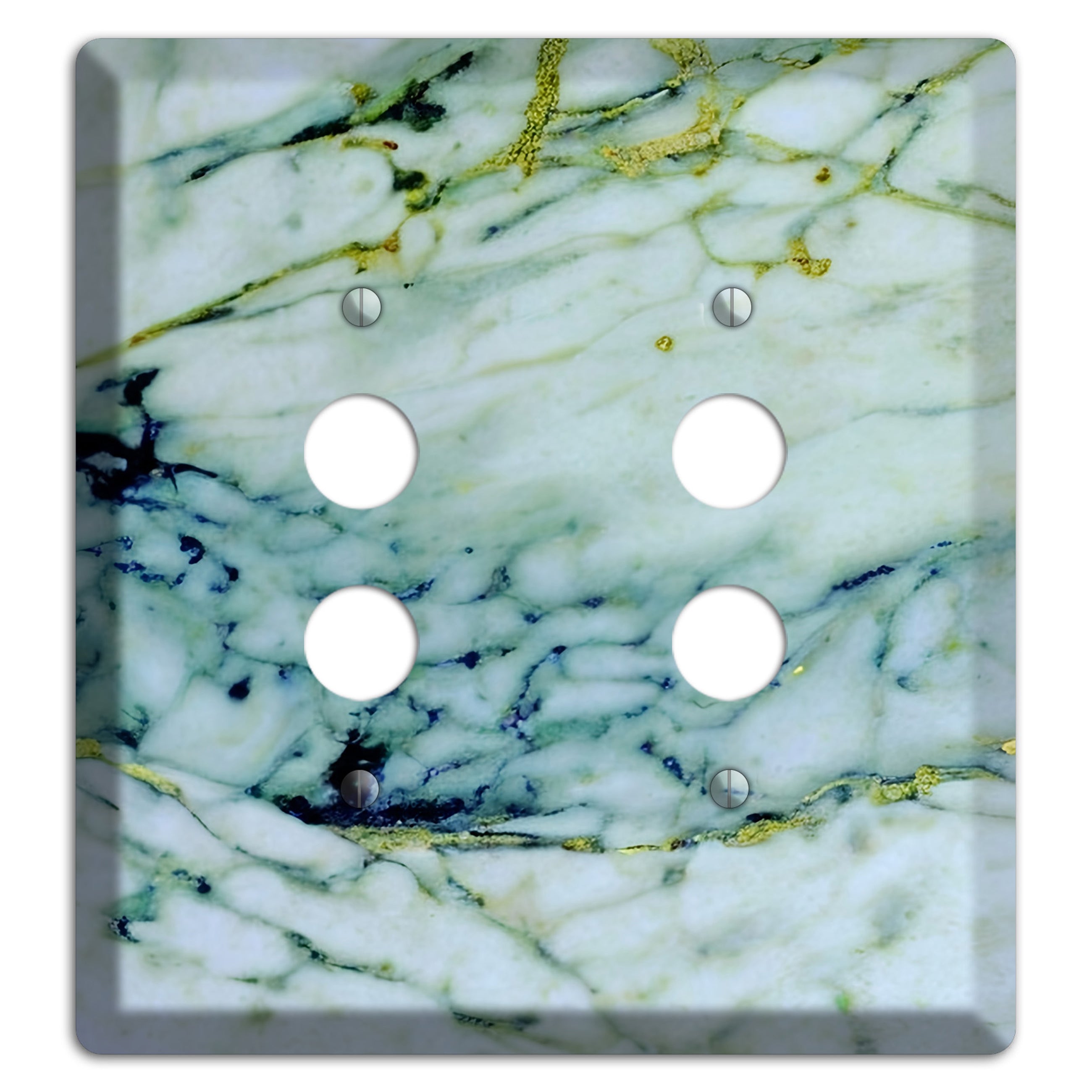 White, Green and Blue Marble 2 Pushbutton Wallplate