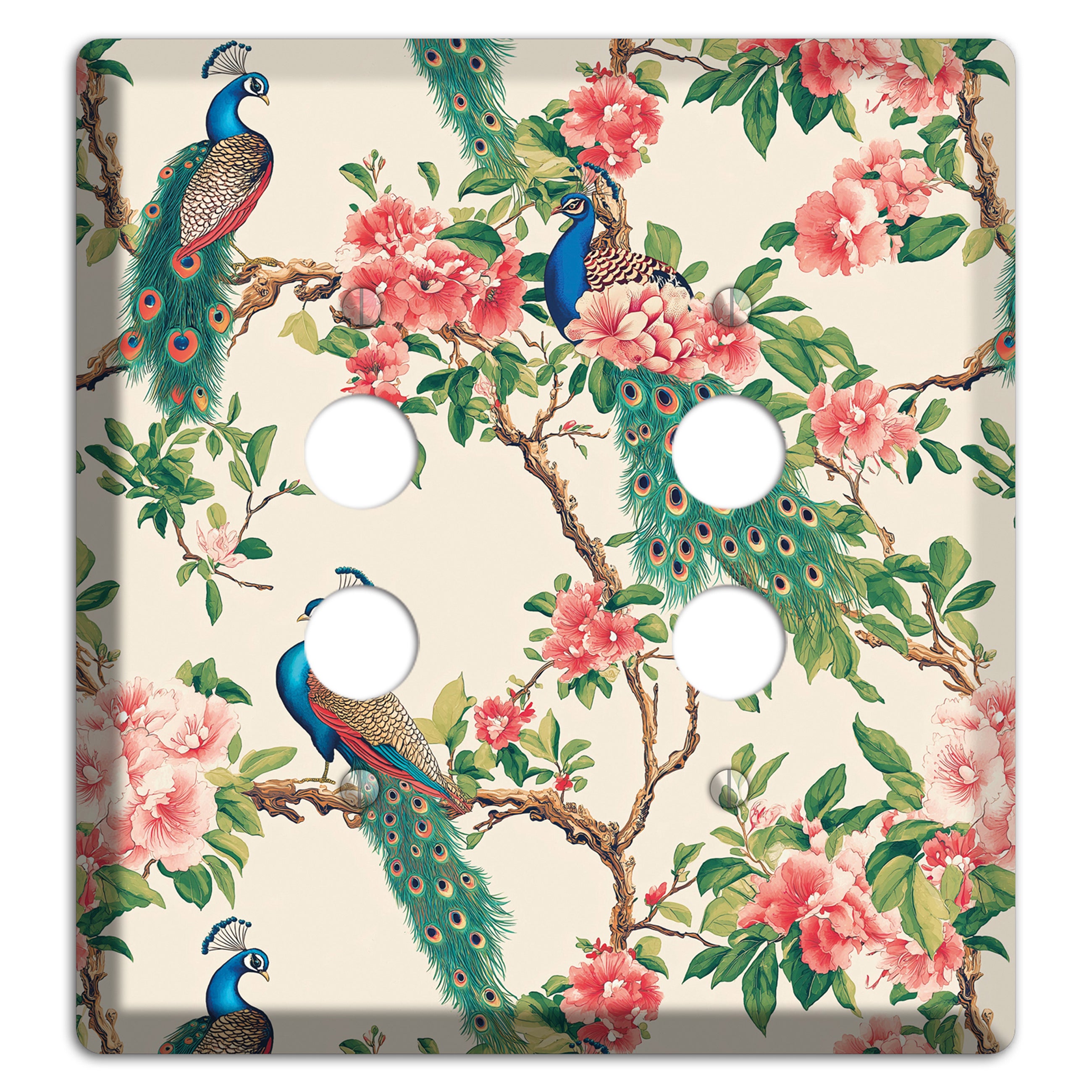 Peacock & Peony Court 2 Pushbutton Wallplate