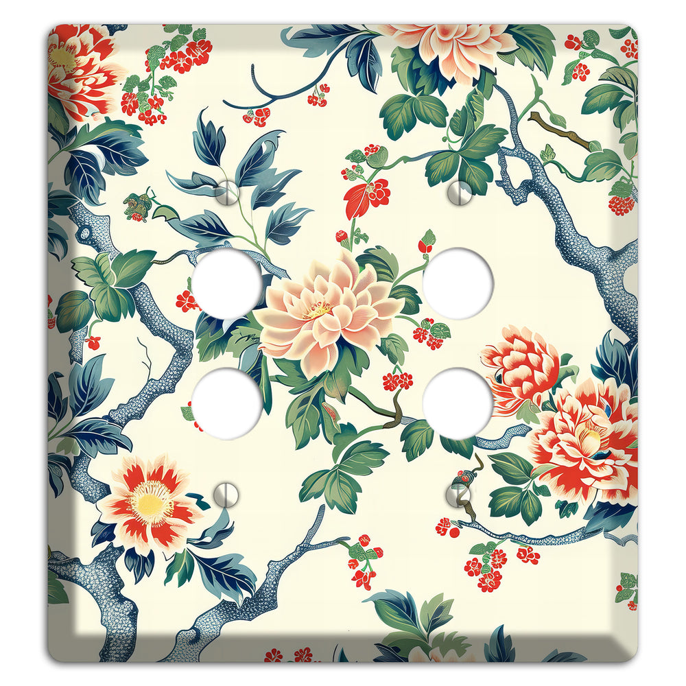 Peony & Branch 2 Pushbutton Wallplate