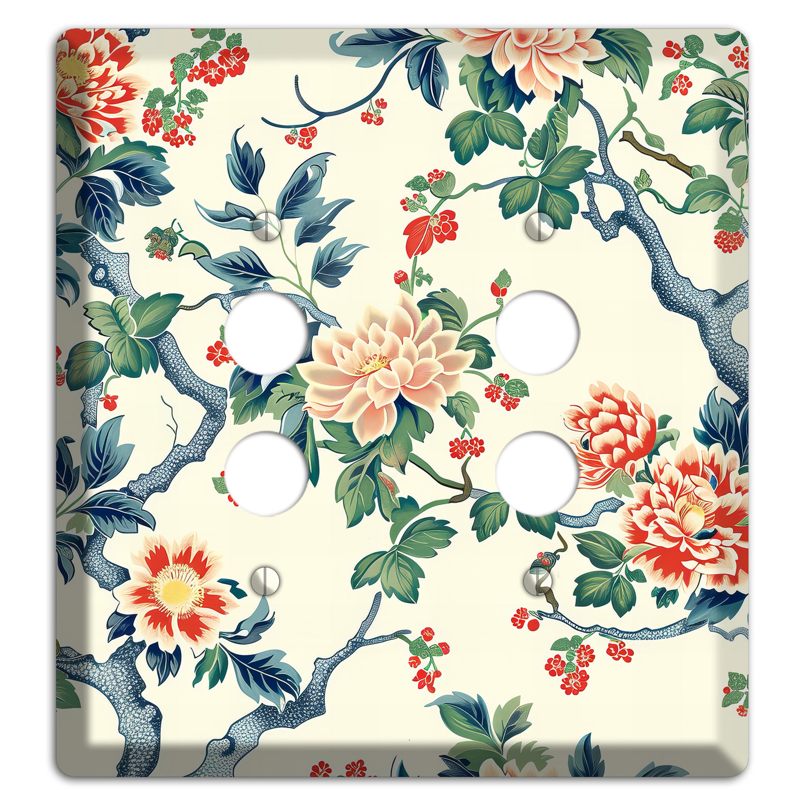 Peony & Branch 2 Pushbutton Wallplate
