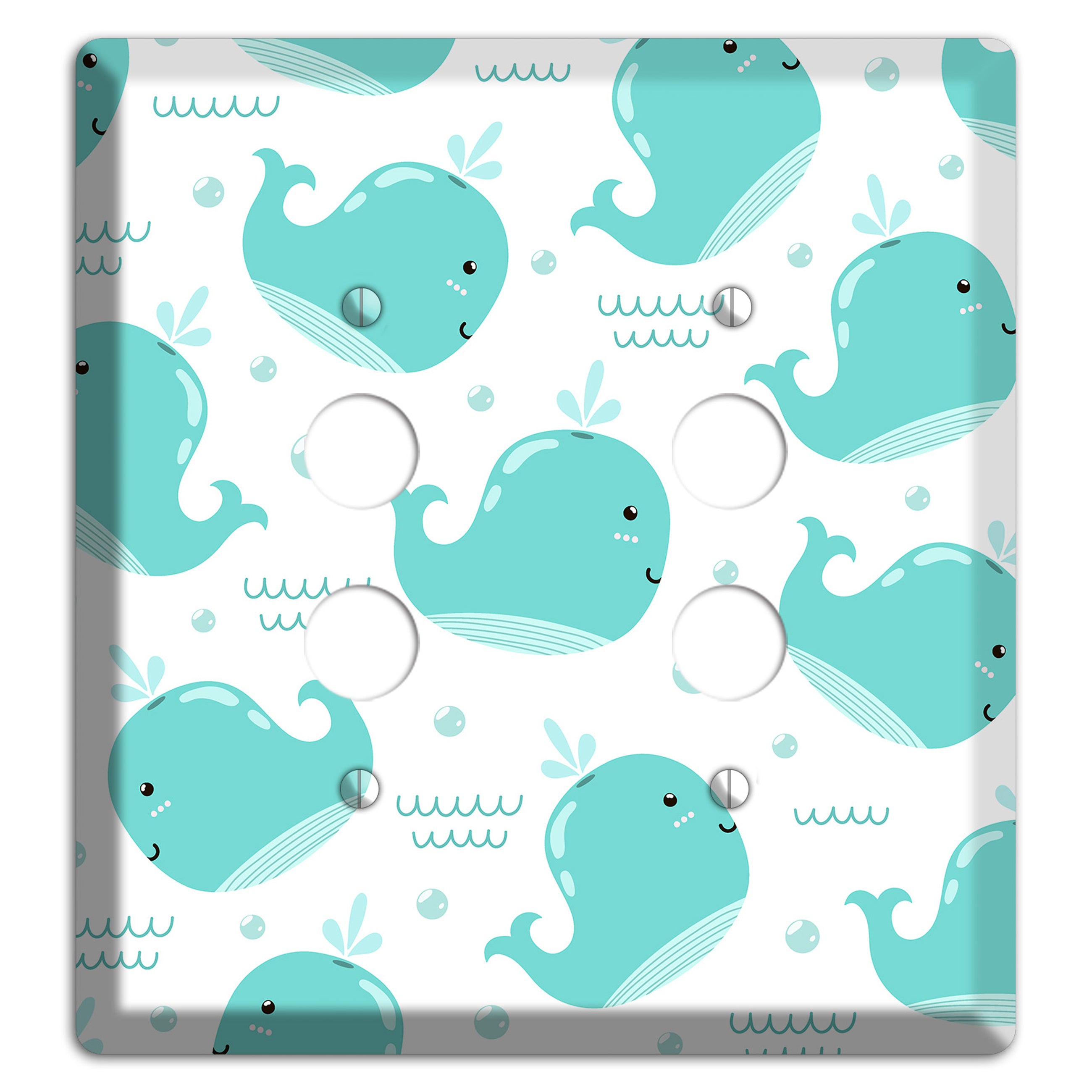 Happy Whales (White) 2 Pushbutton Wallplate