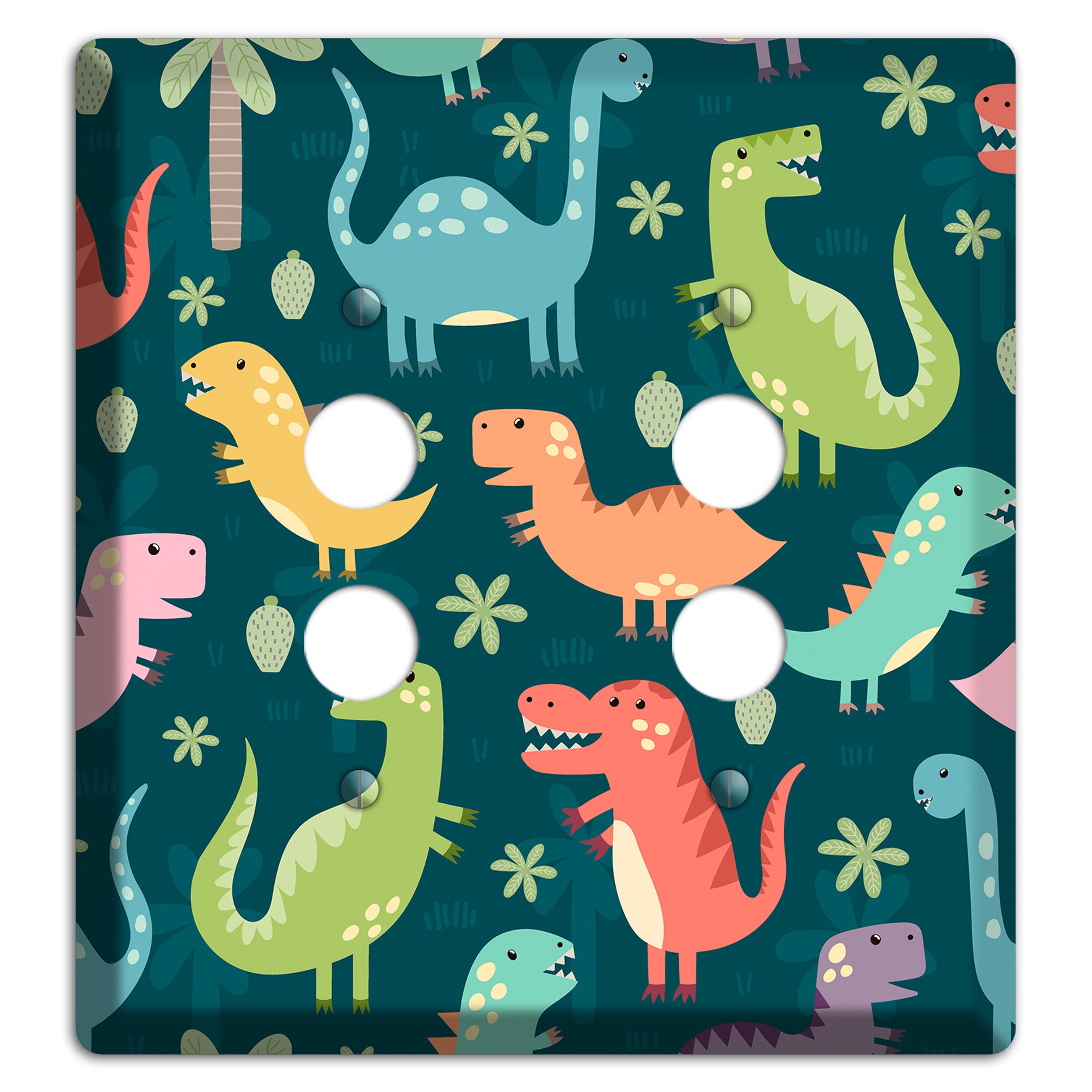 Jurassic Pals (Dark) 2 Pushbutton Wallplate