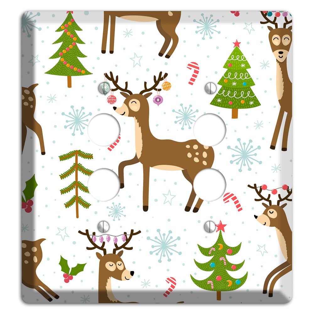 Reindeer Parade (White) 2 Pushbutton Wallplate