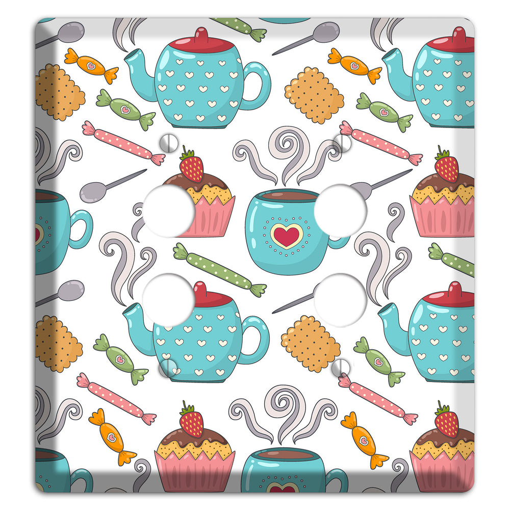 Sweet Tea Party (White) 2 Pushbutton Wallplate