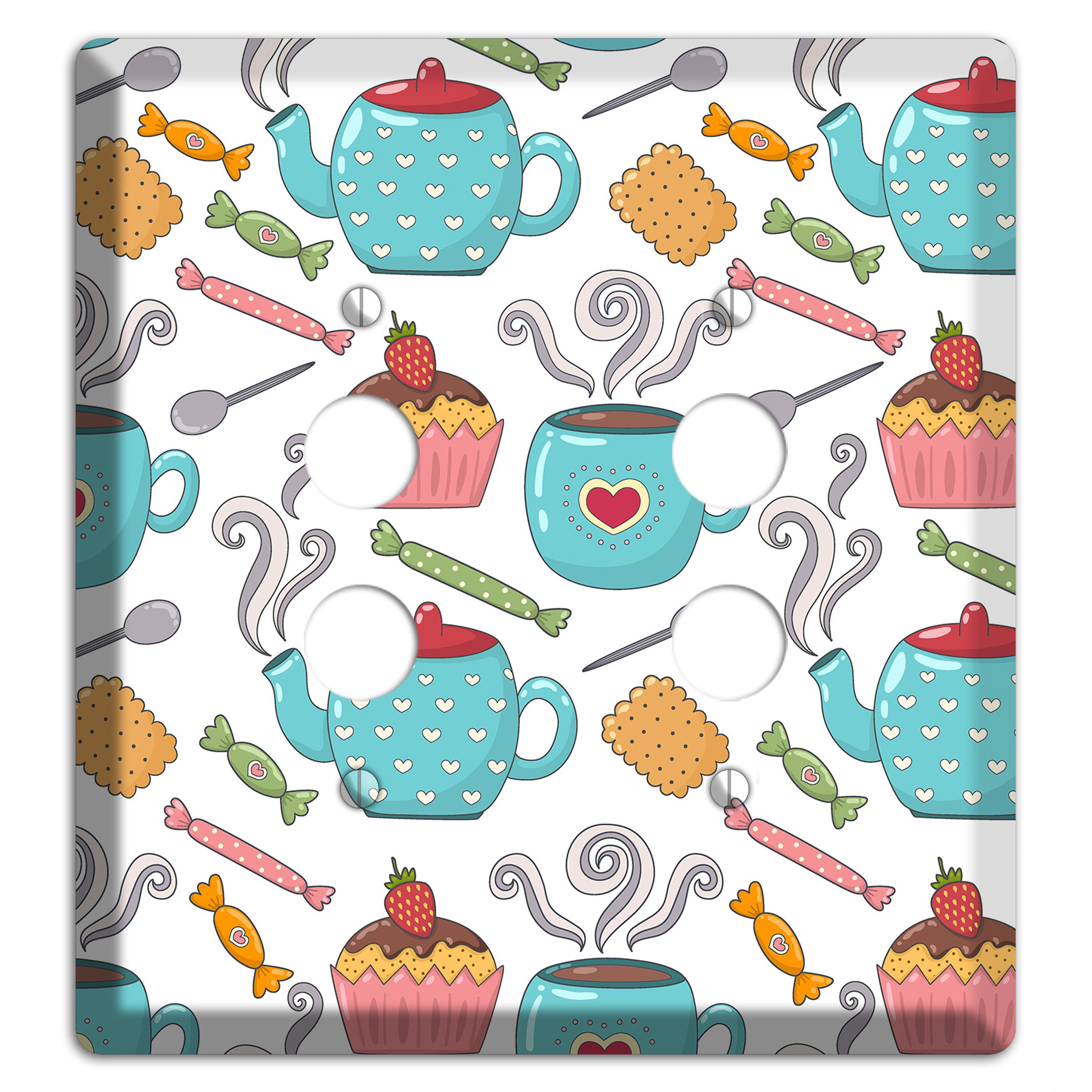 Sweet Tea Party (White) 2 Pushbutton Wallplate