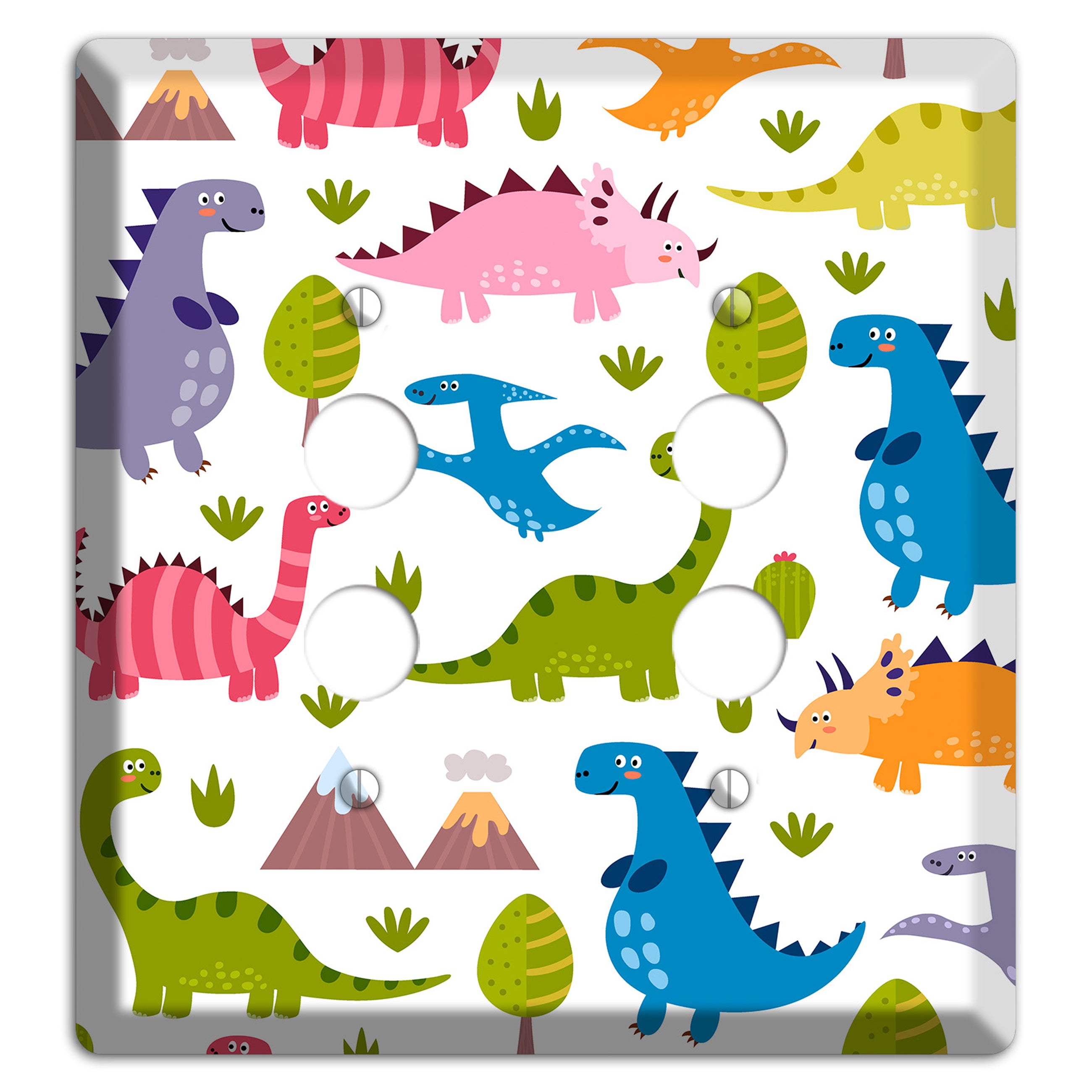 Dino Friends (Bright) 2 Pushbutton Wallplate