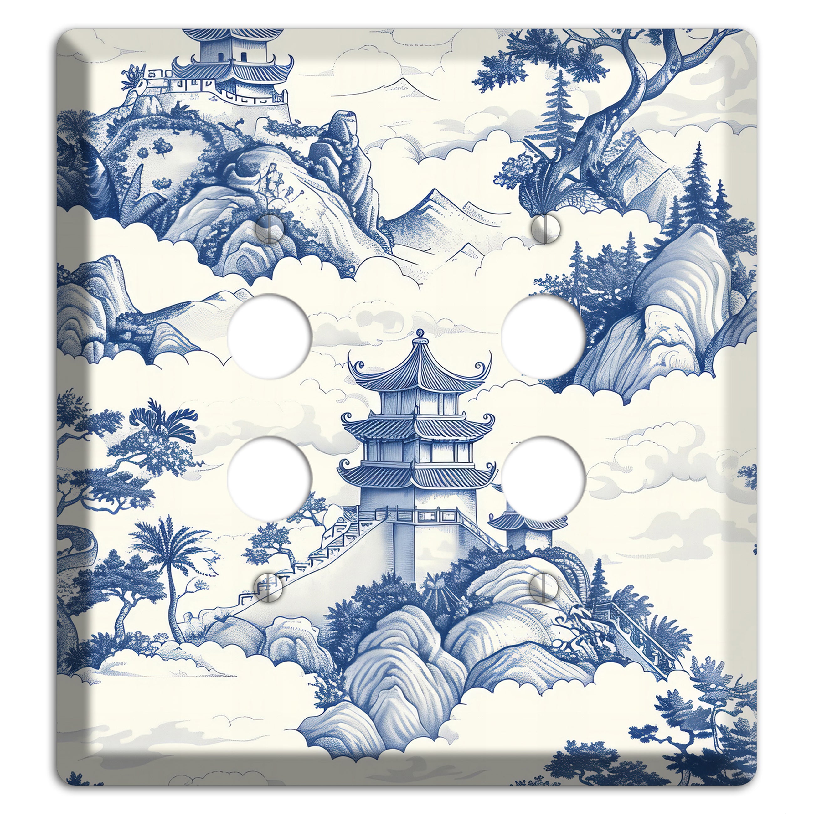 Celestial Pagoda Mist 2 Pushbutton Wallplate