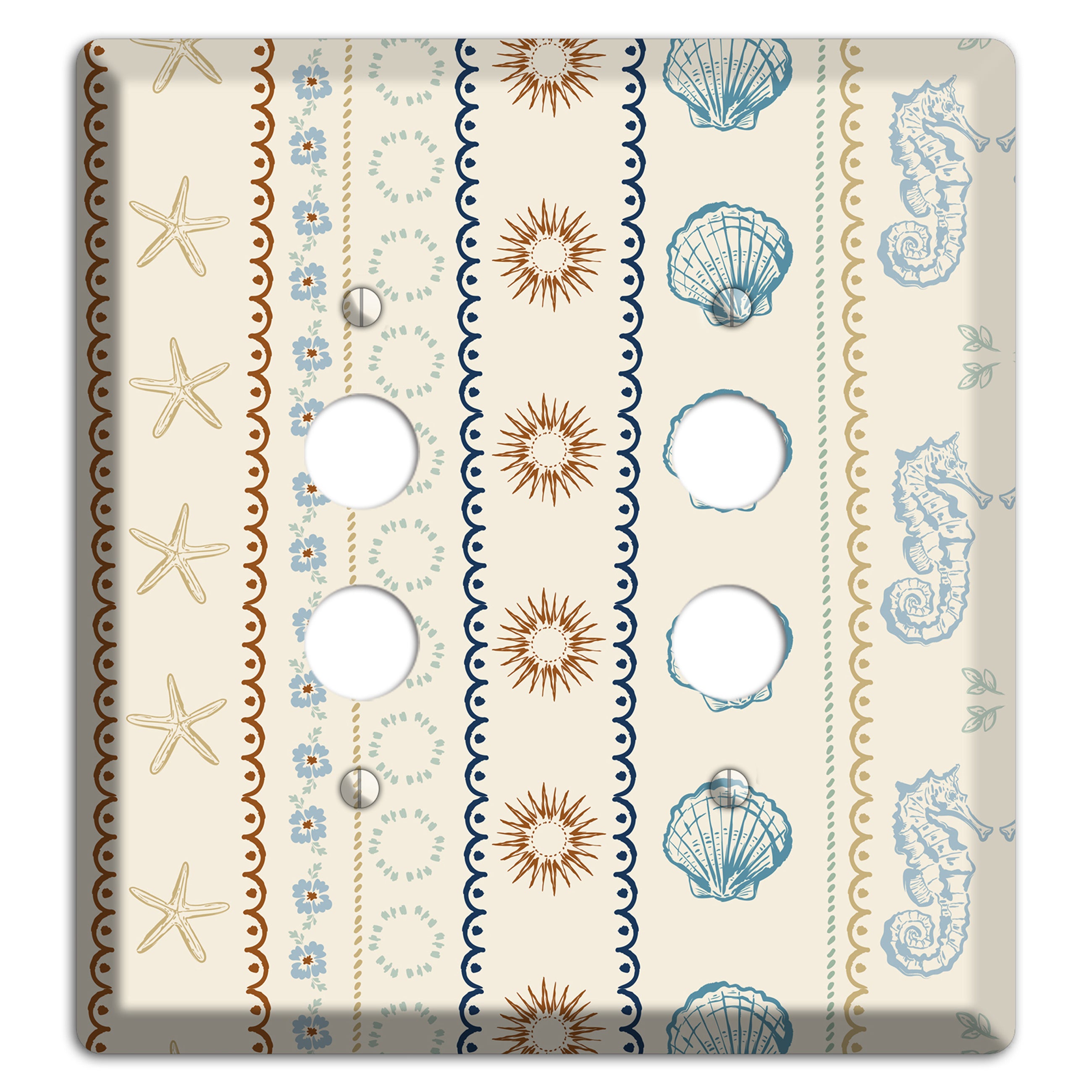 Ivory Seahorse Stripe 2 Pushbutton Wallplate