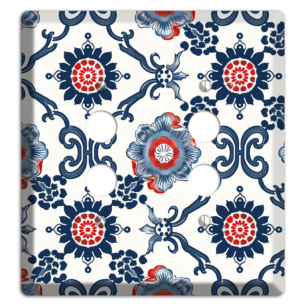 Indigo Court Florals 2 Pushbutton Wallplate