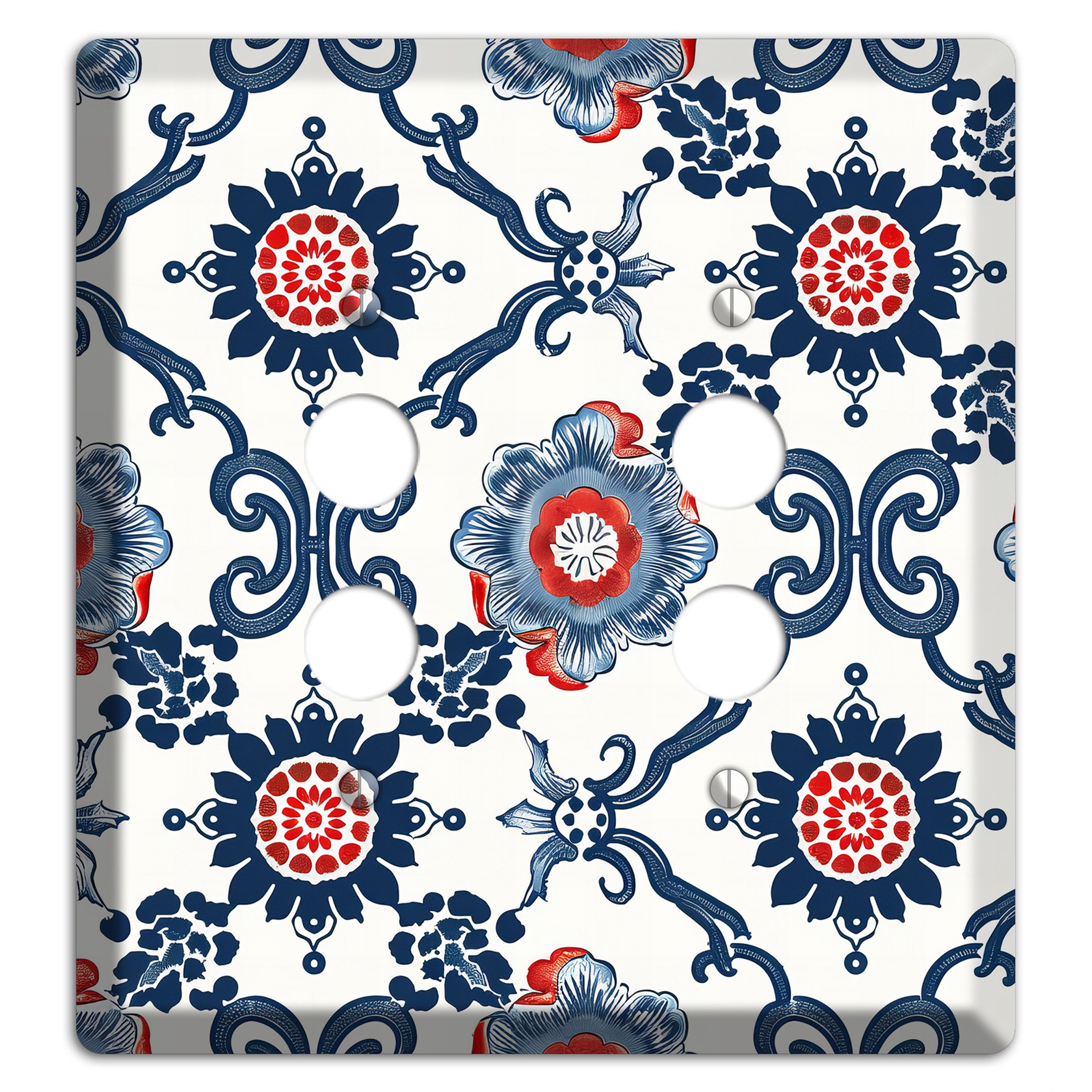 Indigo Court Florals 2 Pushbutton Wallplate