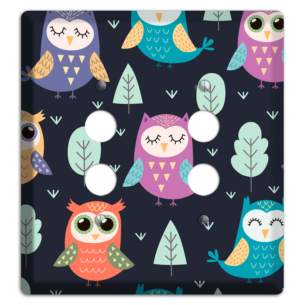 Dreamy Owls (Navy) 2 Pushbutton Wallplate