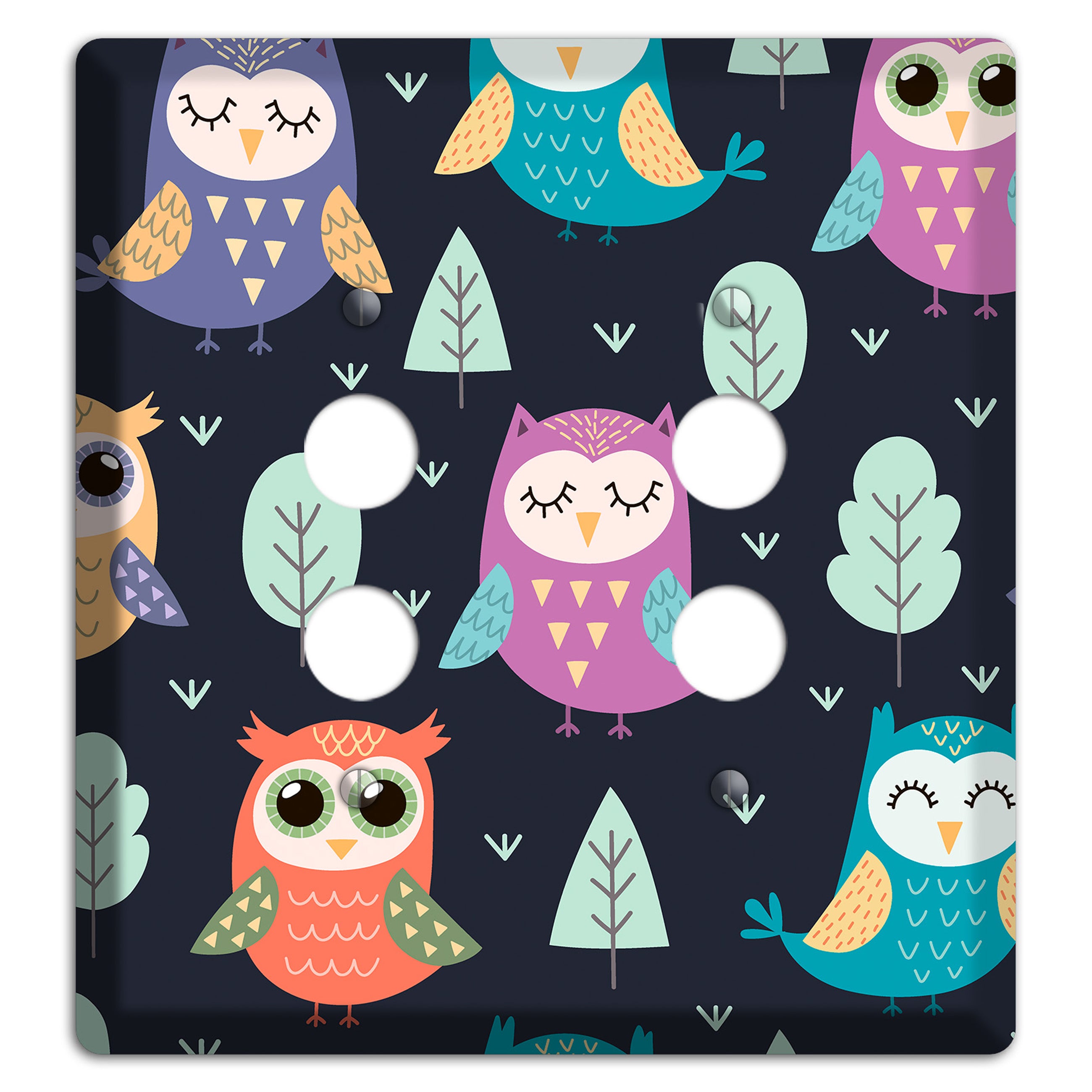 Dreamy Owls (Navy) 2 Pushbutton Wallplate