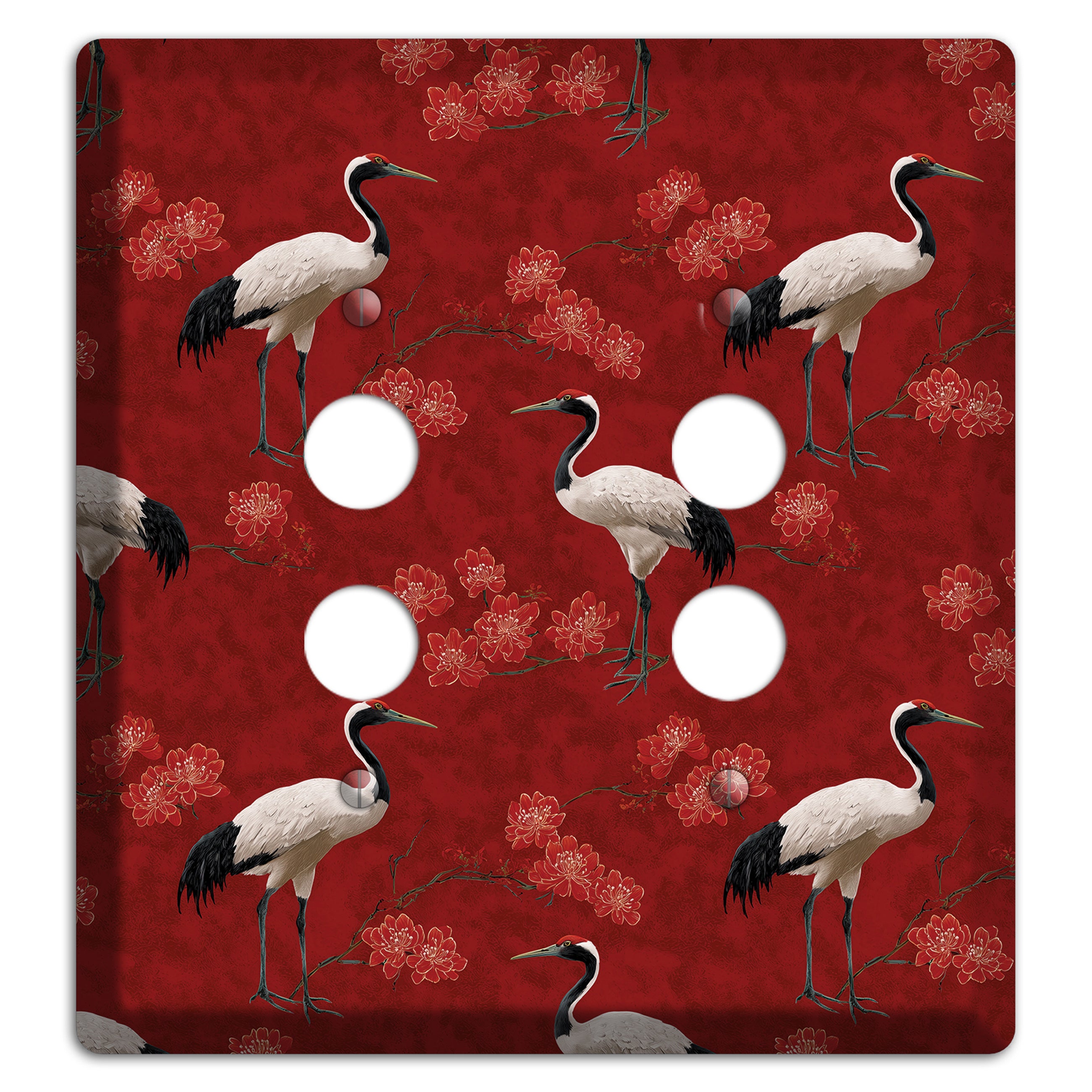 Vermillion Crane Bloom 2 Pushbutton Wallplate