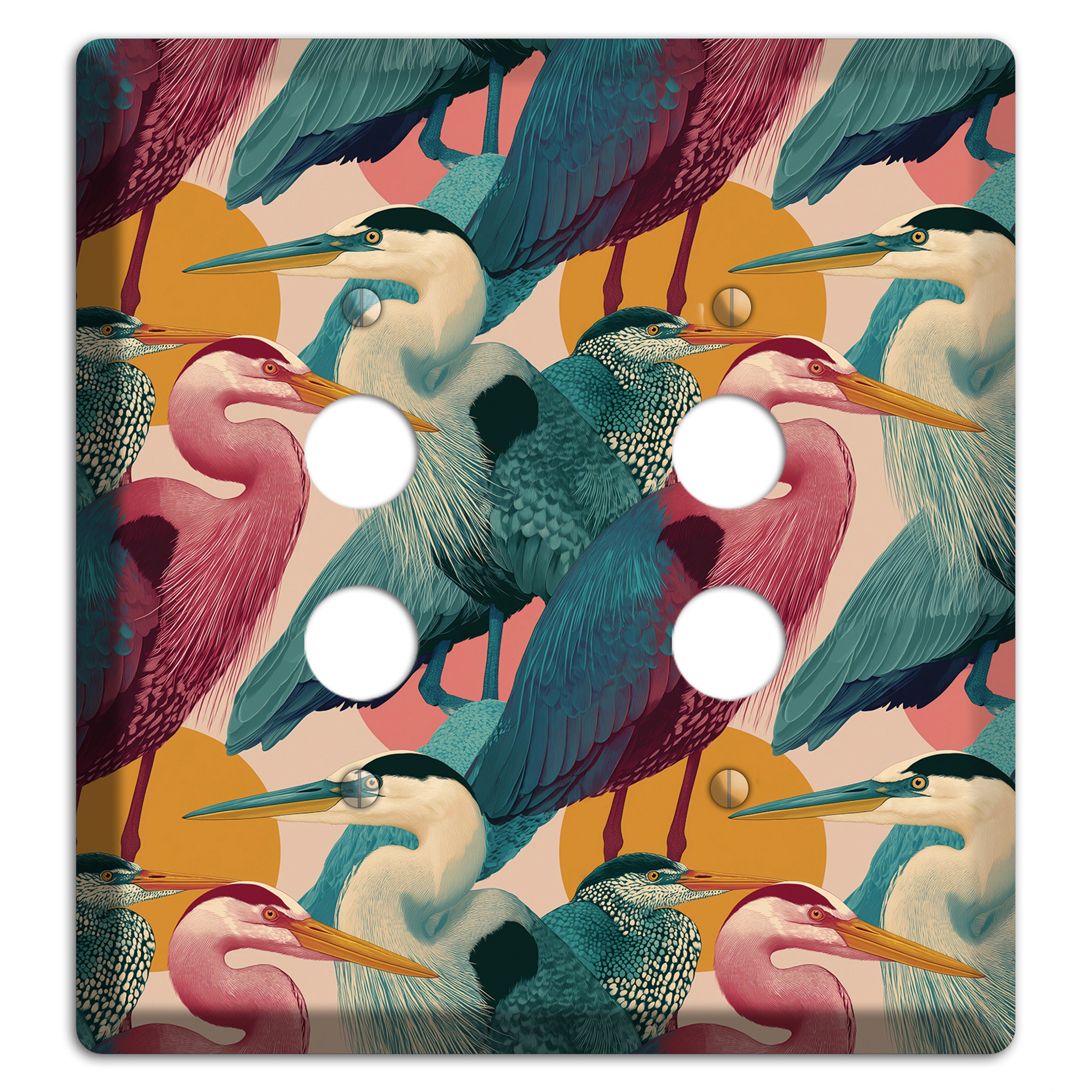 Teal Heron Mosaic 2 Pushbutton Wallplate