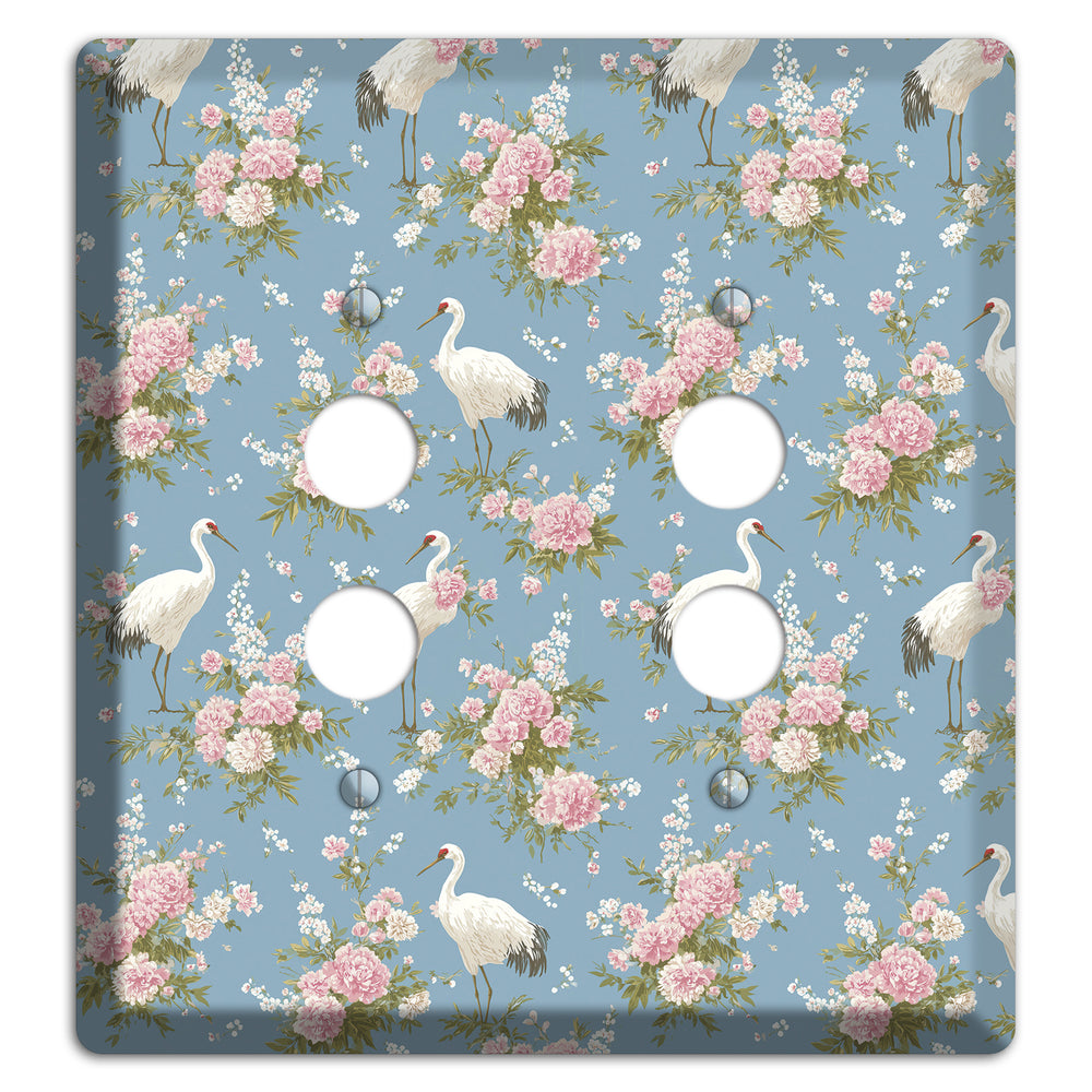 Dusty Blue Peony Flight 2 Pushbutton Wallplate