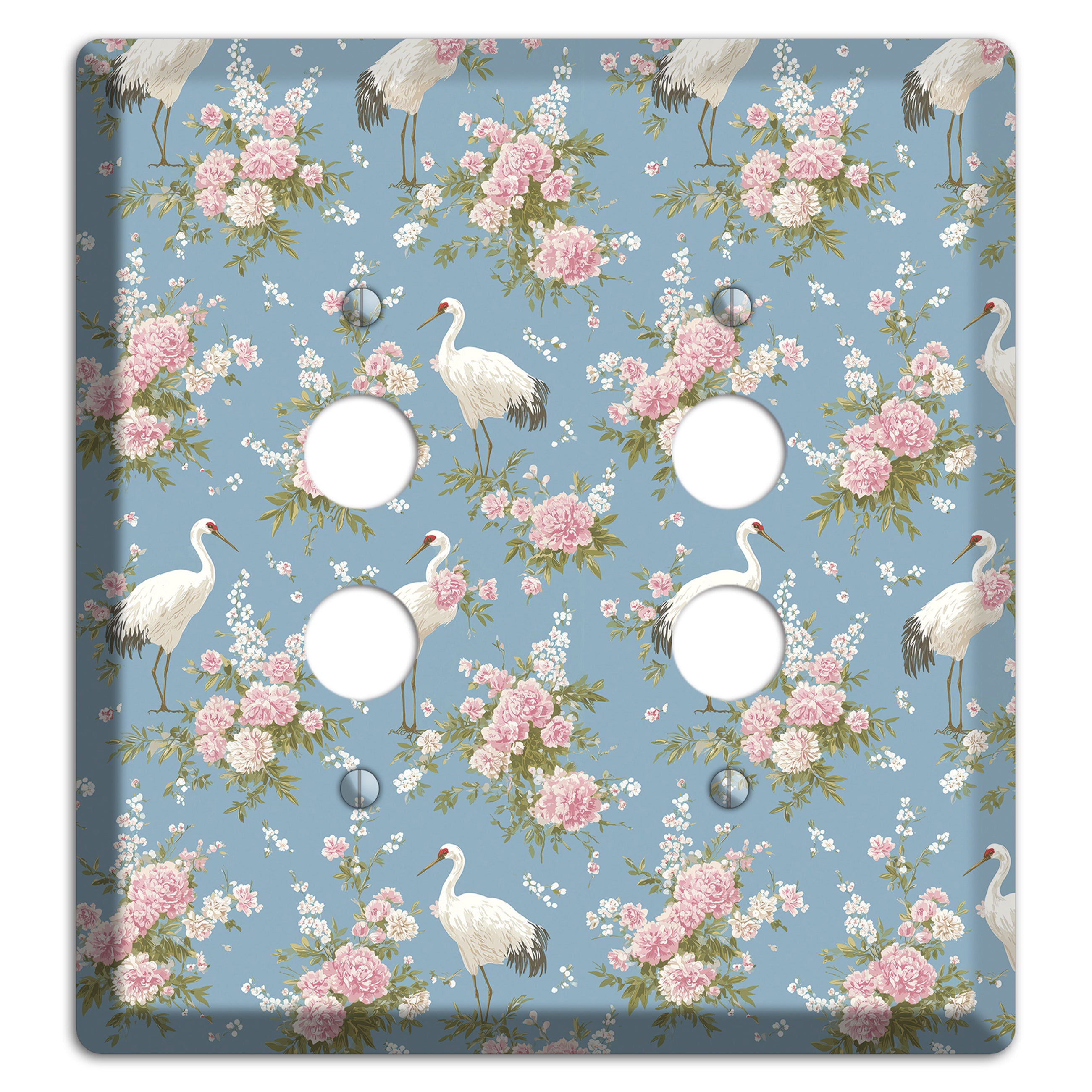 Dusty Blue Peony Flight 2 Pushbutton Wallplate