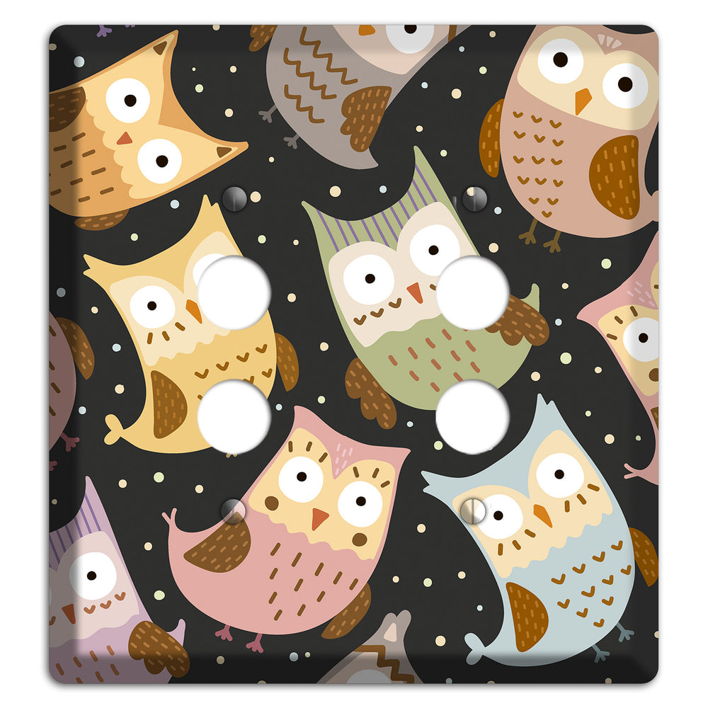 Sleepy Owls (Charcoal) 2 Pushbutton Wallplate
