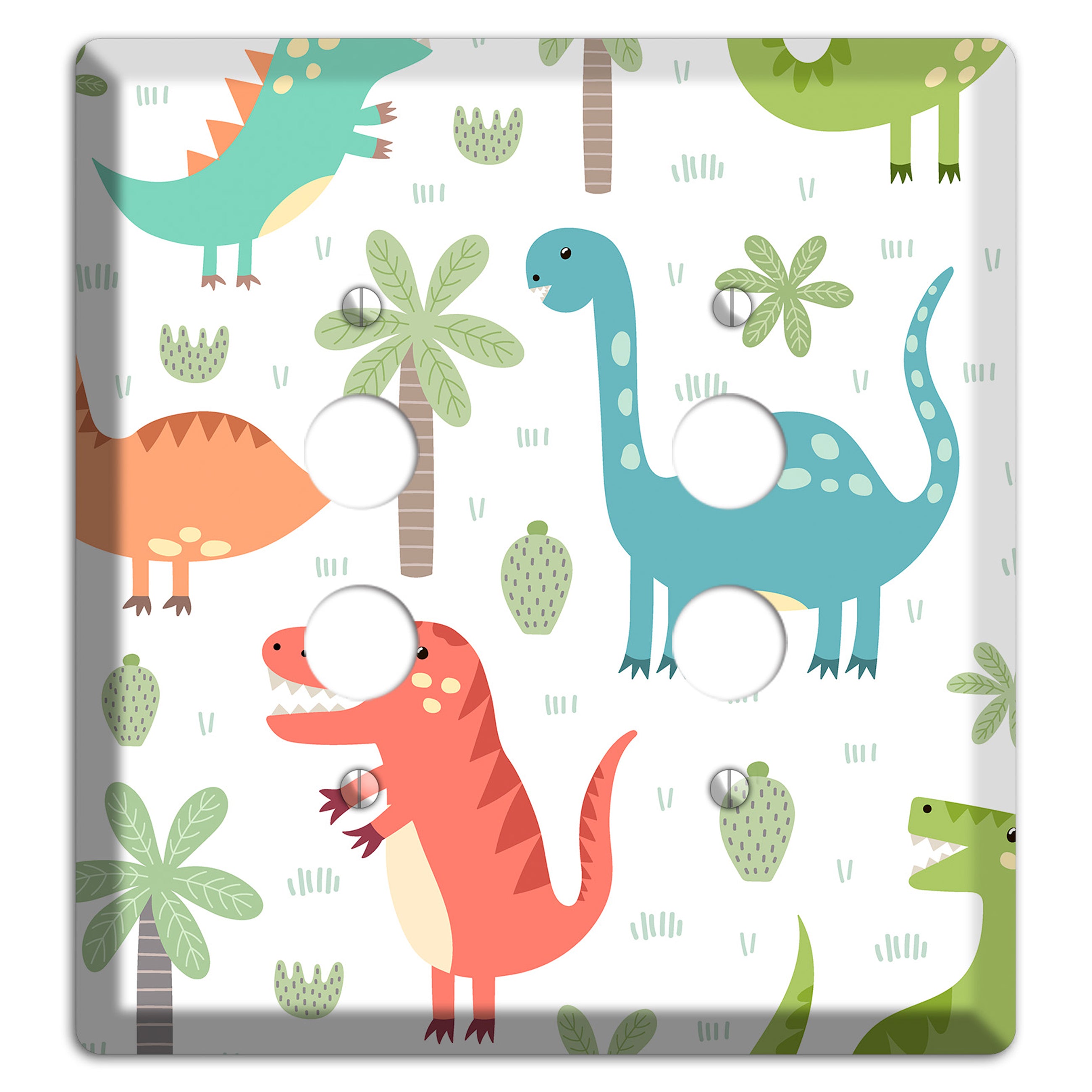 Jurassic Pals (Pastel) 2 Pushbutton Wallplate