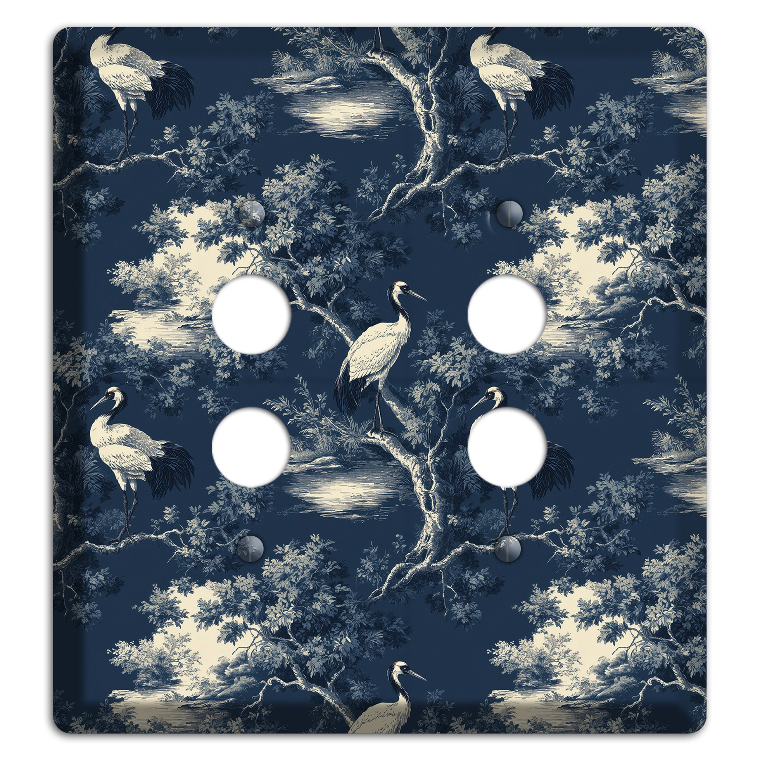 Midnight Crane Toile 2 Pushbutton Wallplate