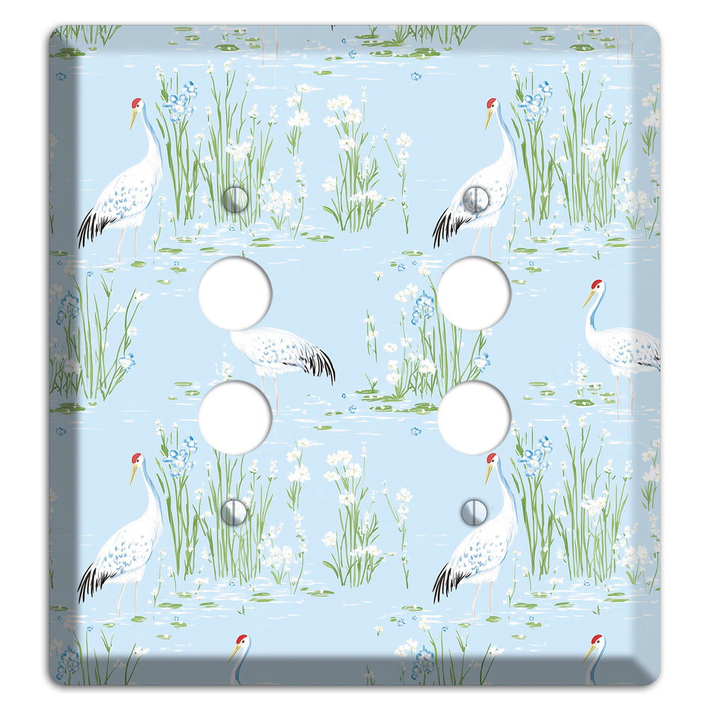 Azure Crane Sanctuary 2 Pushbutton Wallplate