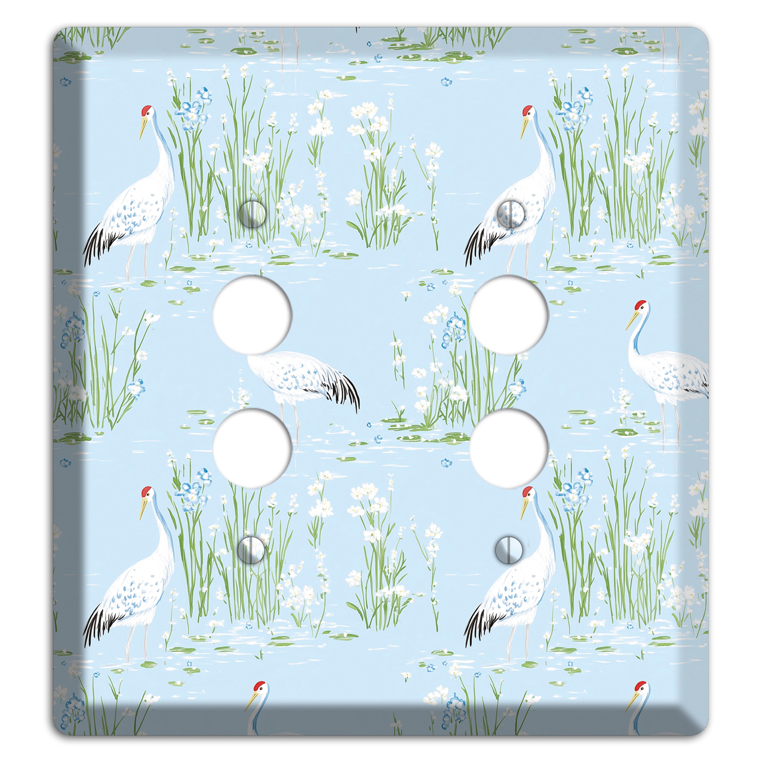 Azure Crane Sanctuary 2 Pushbutton Wallplate