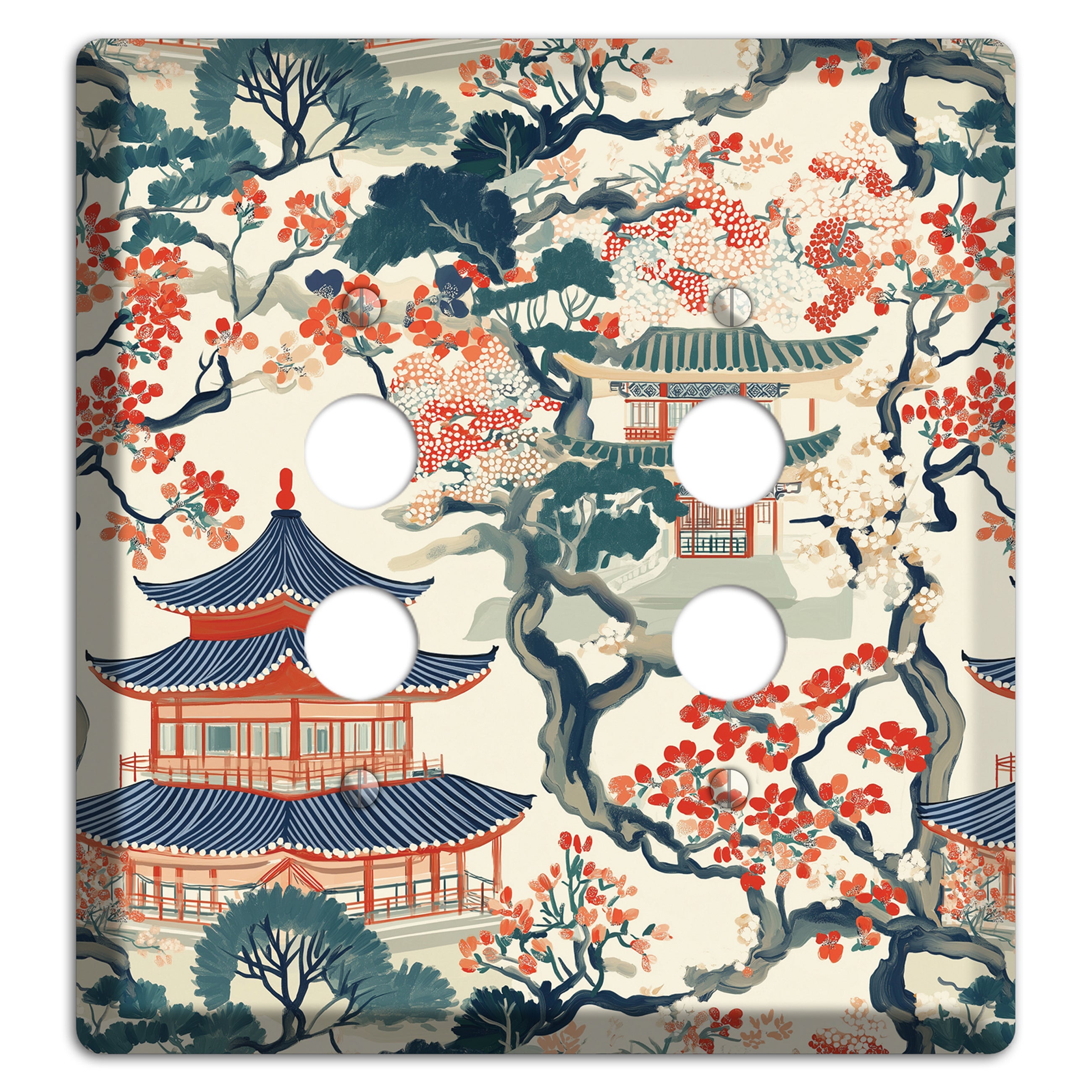 Blossom & Pagoda 2 Pushbutton Wallplate