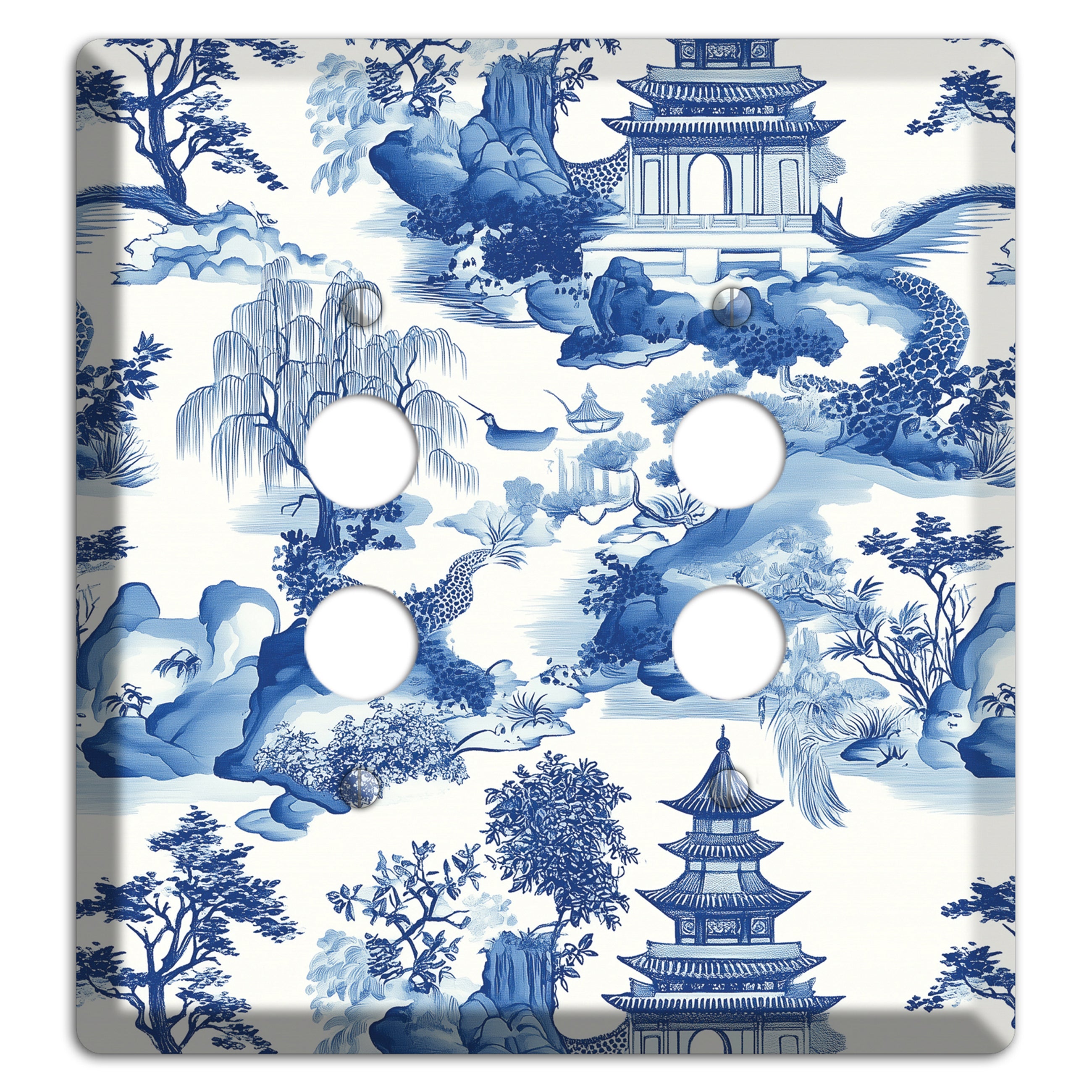 Willow & Pagoda 2 Pushbutton Wallplate